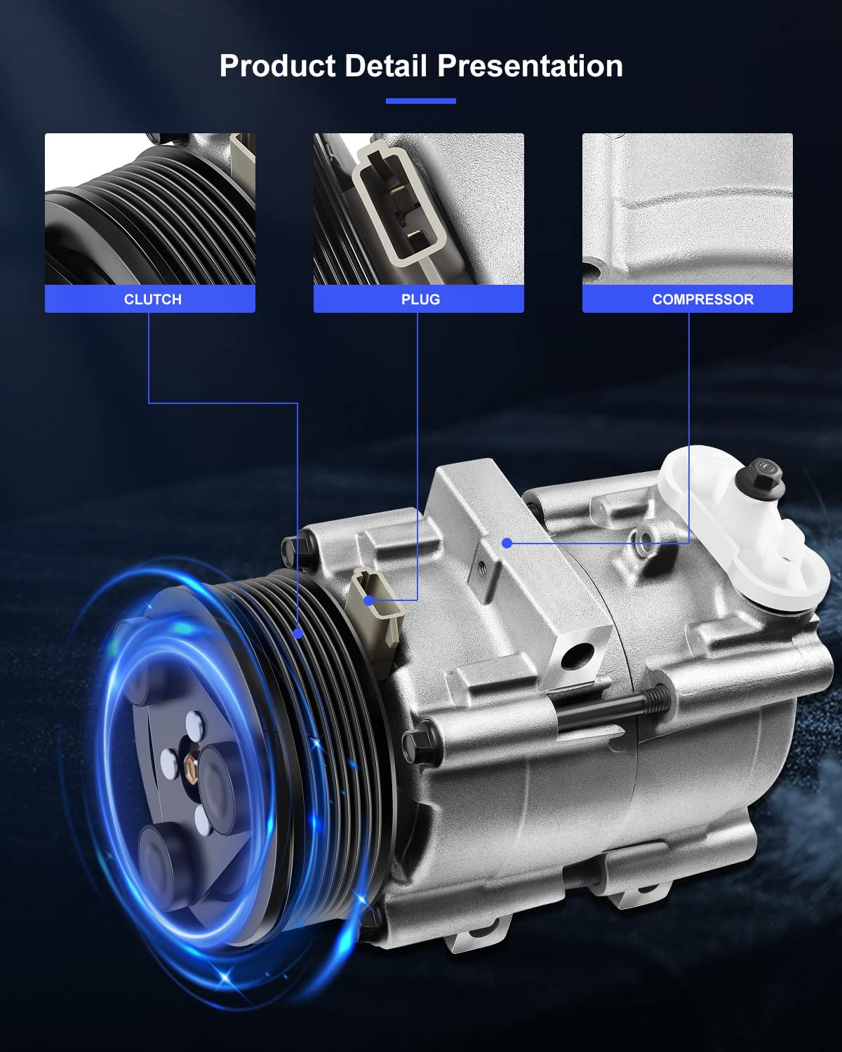 Eccpp Ac Compressor 1997-2001 For Ford E-150 4.6L Ford E-250 5.4L 1997-2002 For Ford Expedition 4.6L