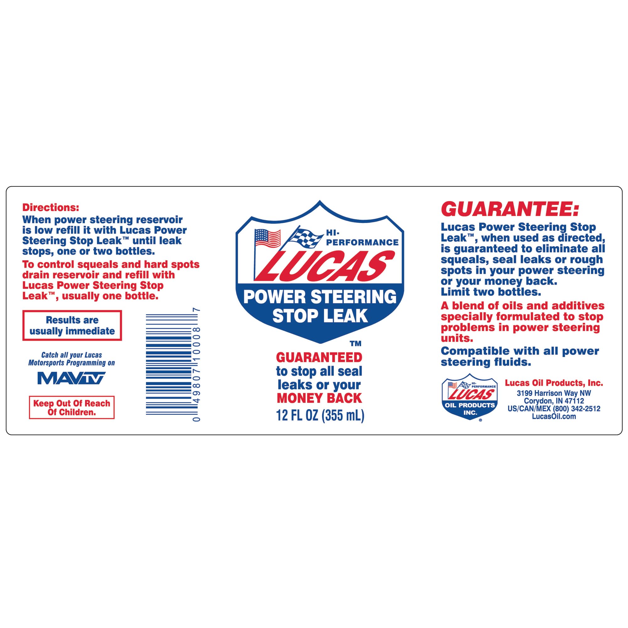 Lucas Oil Power Steering Stop Leak 12 Oz.