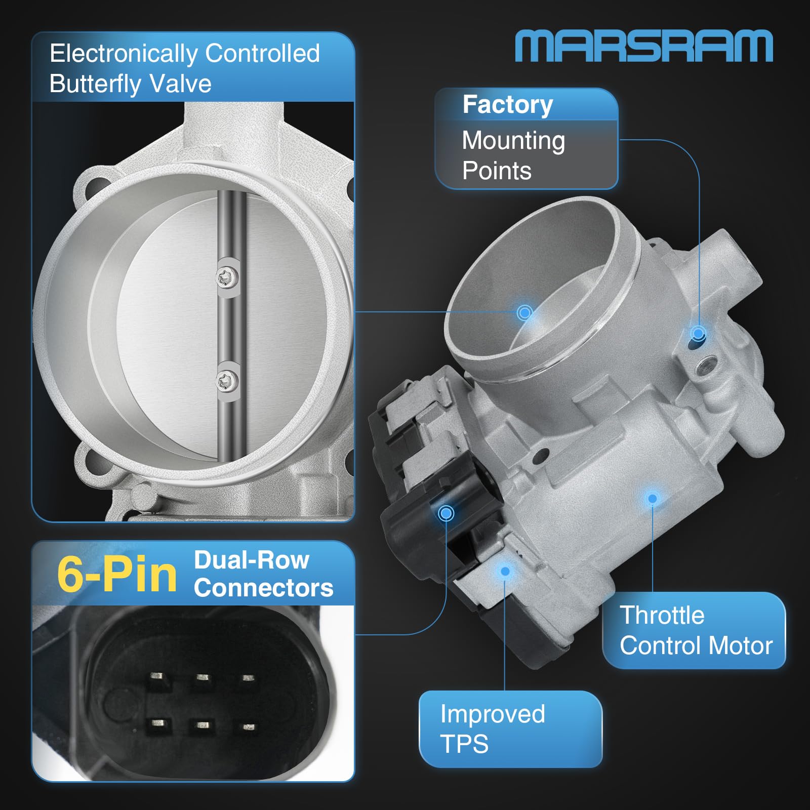Marsram Electronic Throttle Body Compatible For Jetta Vw Volkswagen Beetle Golf Passat Rabbit 2.5L Oe: 07K133062A, 07K-133-062-A