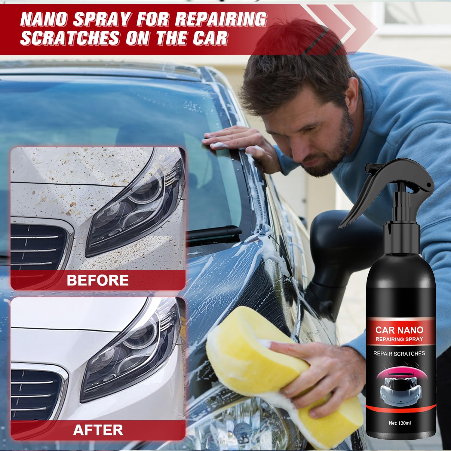 2Pcs Nurafix Nano Car Spray,Nurafix Scratch Remover,Nurafix Scratch Fix,Nurafi x Spray for Cars,Car Repair Sprays,Nurafix Cars S