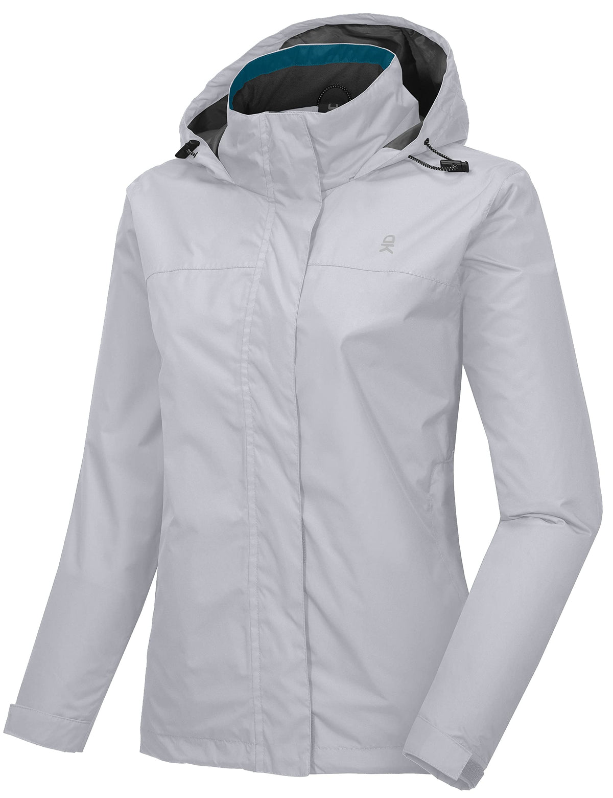 Little Donkey Andy Womenas Waterproof Rain Jacket Lightweight Outdoor Windbreaker Rain Coat Shell For Hiking, Travel Light Grey