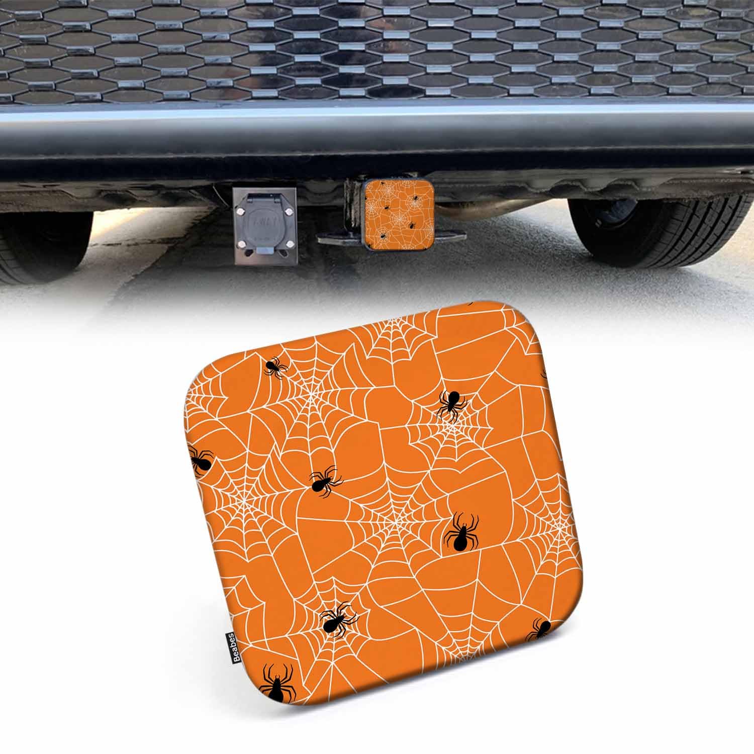 Beabes Spider Web Receiver Hitch Cover, Halloween Spider Cobwebs Towing Hitch Cover Plug Fits 2 Inch Receivers, Funny Hitch Tube