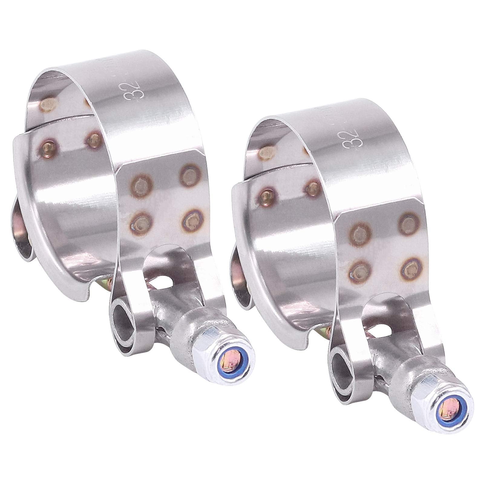 Hilitchi 2Pcs Stainless Steel T-Bolt Clamps With Rounded Band Edges Heavy Duty Turbo Intake Intercooler Clamp (32-37Mm) For 1 In