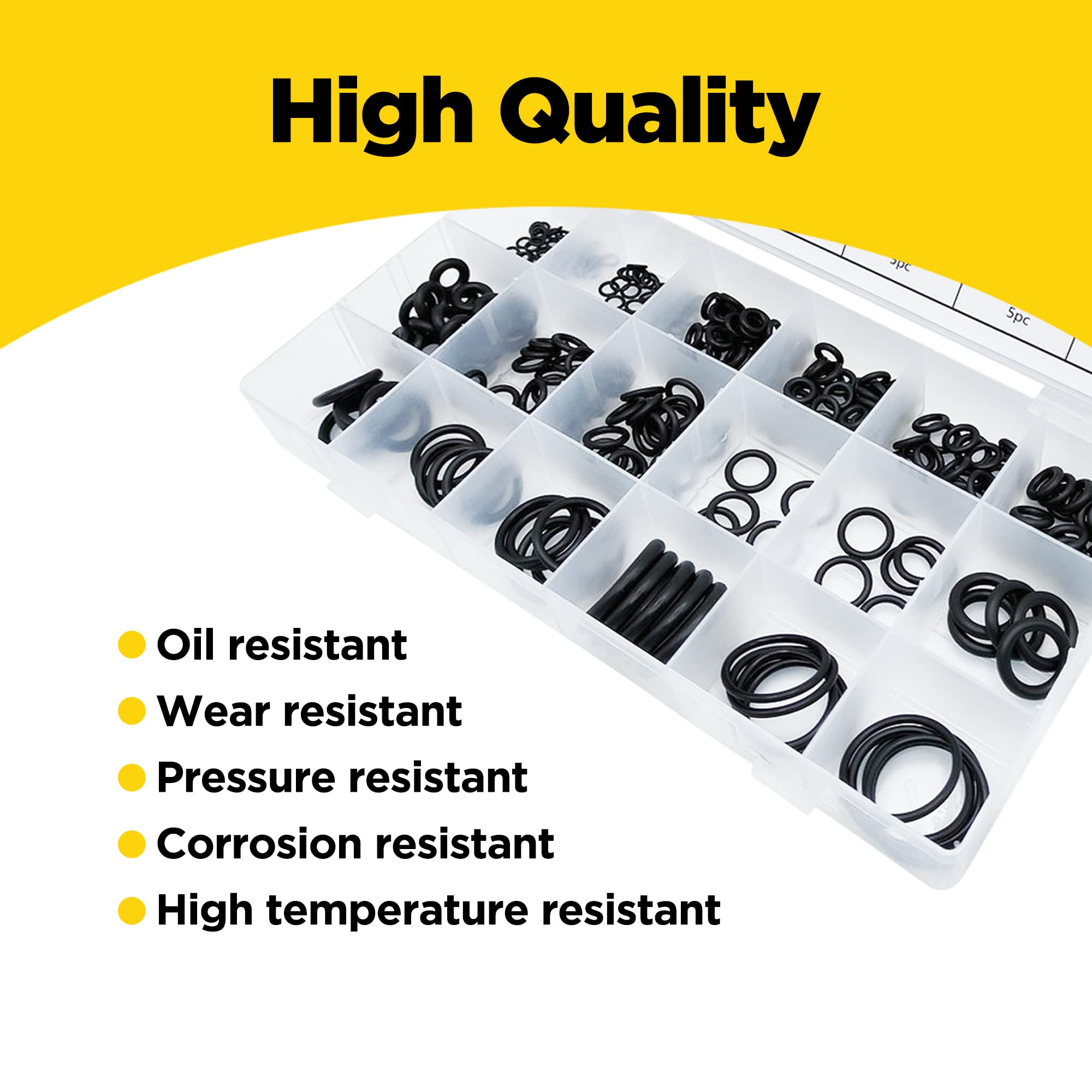 300 Pcs Rubber O-Ring Assortment Kit Set,O Rings Seal Gasket Rubber Washer Assortment Rubber,O-Rings Gaskets Washers For Car,Professional Plumbing,Faucet,Mechanic,Repairs,Air Or Gas Connections