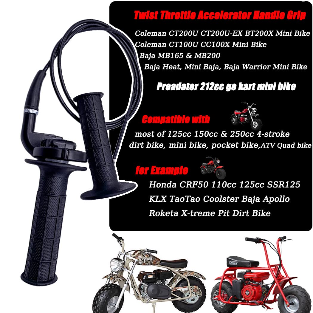 Throttle Cable And Throttle Handle For 7/8' 50 90 110 Cc 150Cc 250Cc Mini Bike Atv Quad Compatible With Coleman Powersports 196Cc Ct200U Ct200U-Ex Trail 200 & Baja Mb165 Mb200 Ssr125 Mini Dirt Bike