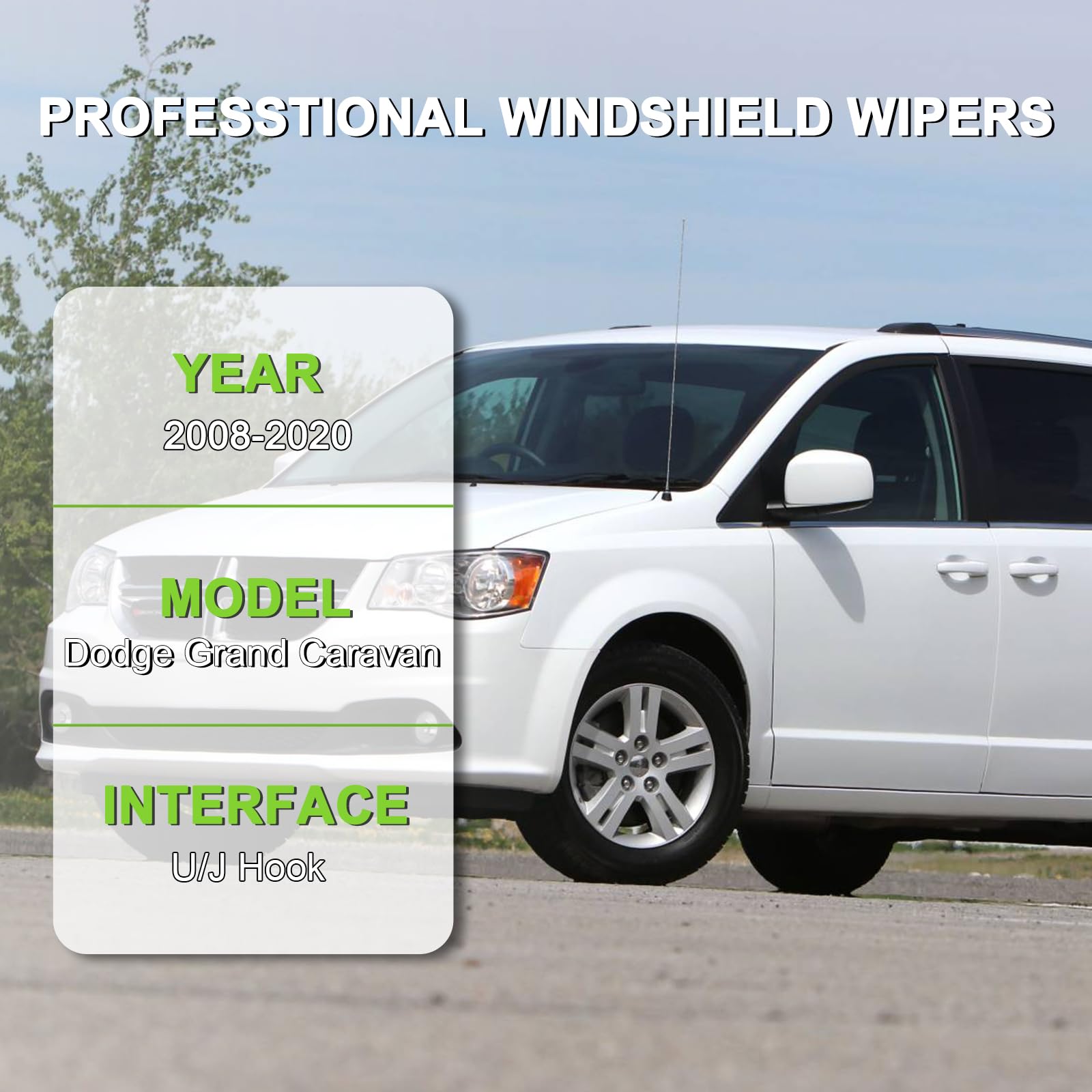 Parrati High Performance Premium All-Season Automotive Windshield Wipers With Rear Wiper Blades Replacement For 2008-2016 Chrysl