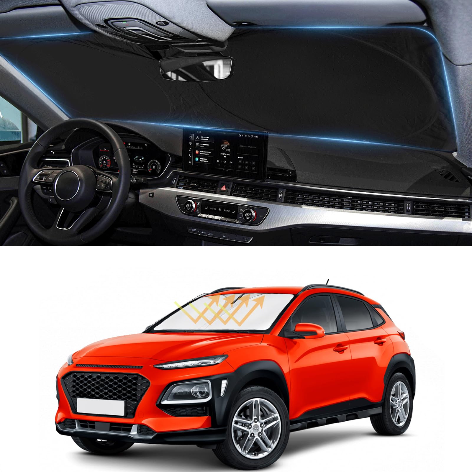 For Kona 2024 Windshield Sun Shades Sunshade Window For Hyundai Kona 2017-2023 Windshield Cover For Palisade Sonata G80/90 Azera