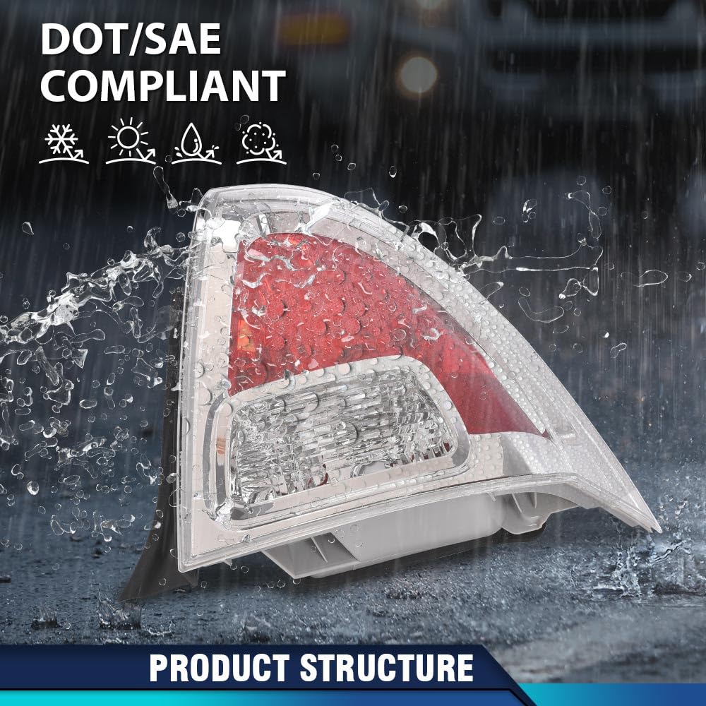 Pit66 Halogen Tail Lights Set W/O Bulbs Compatible With Ford Fusion (Submodel: S, Se, Sel) 2006-2009 Clear & Red Lens 2Pcs 6E5Z1