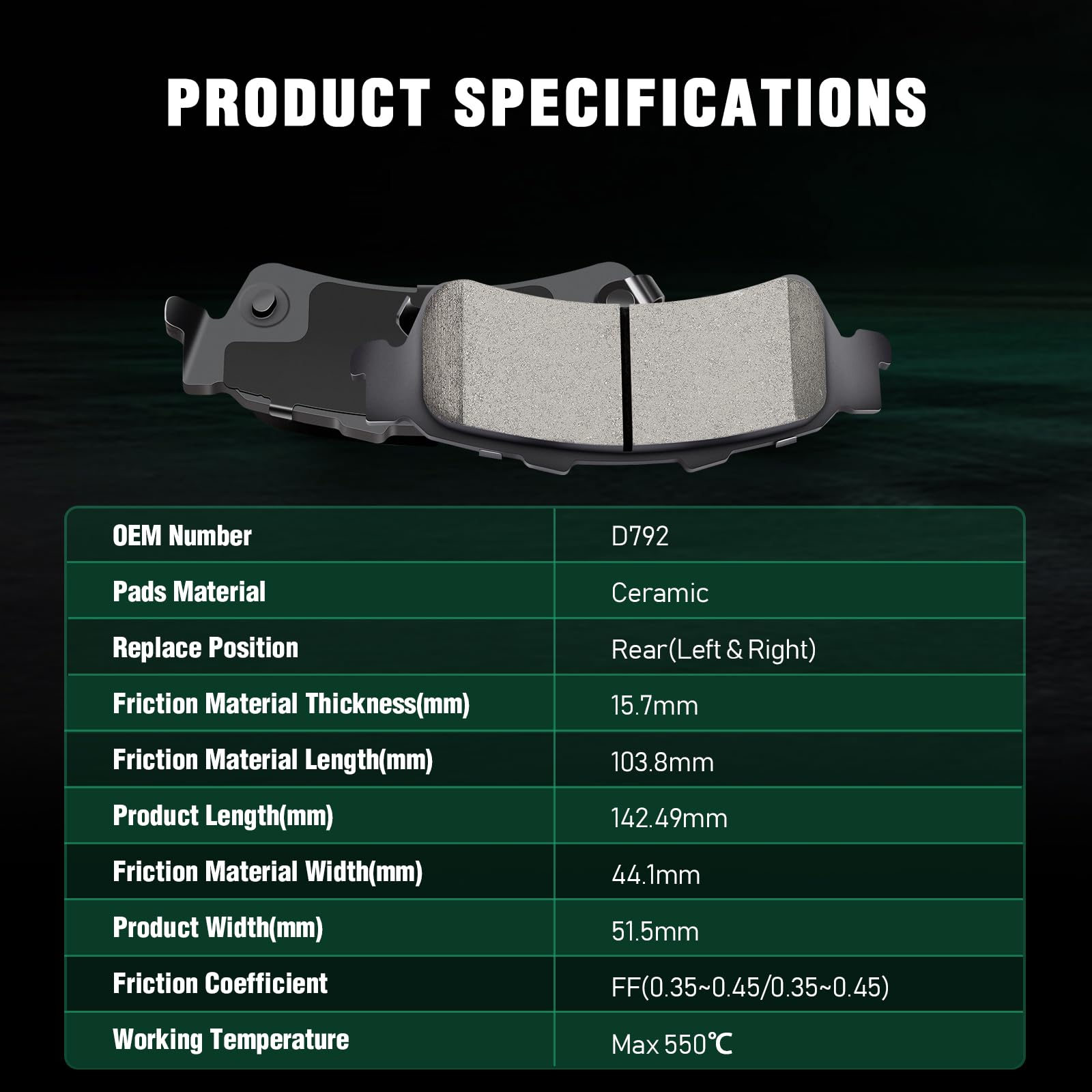 Automuto D785 & D792 Front Rear Ceramic Pads Brake Fit For Chevrolet Astro, Avalanche 1500, Silverado 1500 Hd, Suburban 1500, Ta