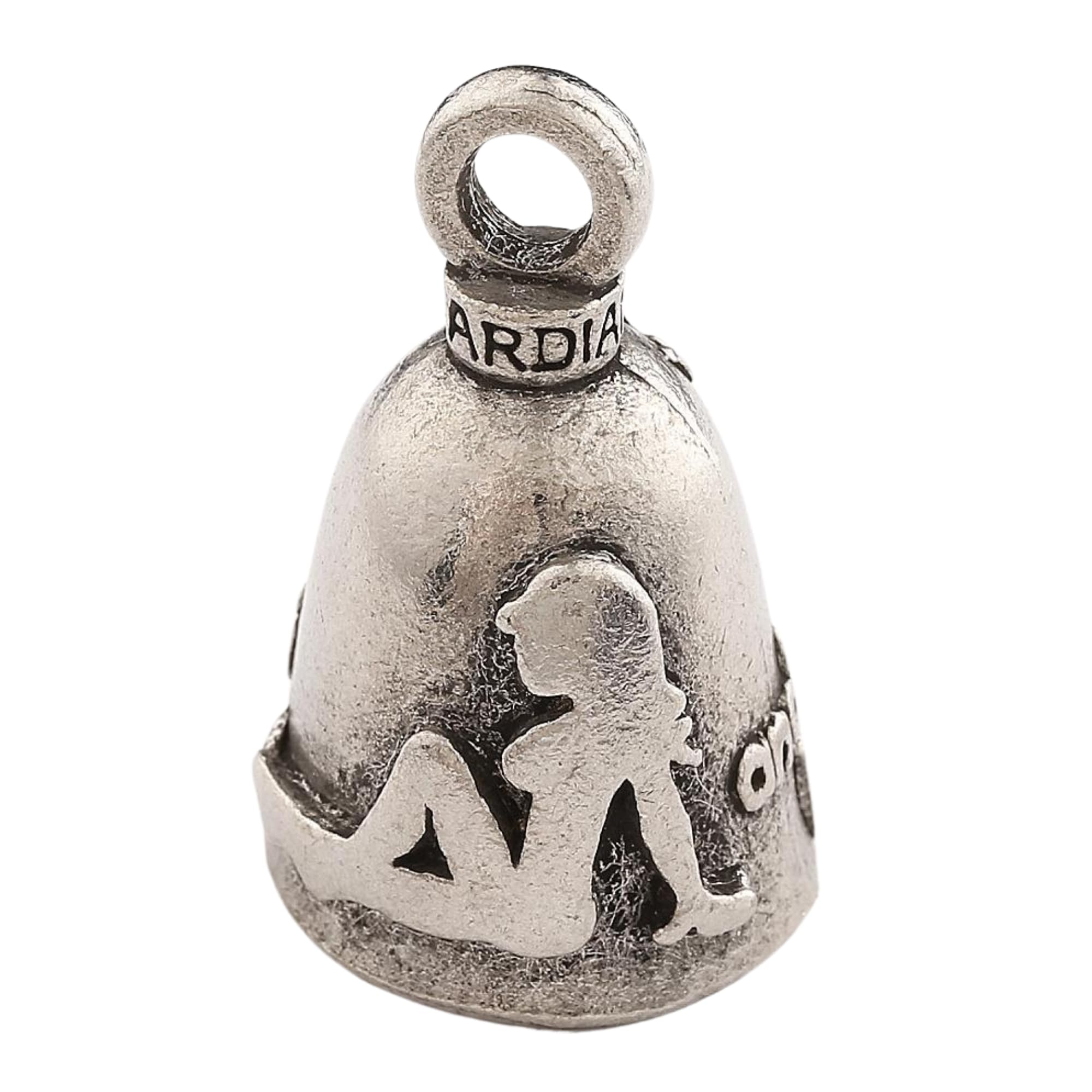 Guardian Bell Mud Flap Girl Good Luck Bell W/Keyring & Black Velvet Gift Bag | Motorcycle Bell | Lead-Free Pewter | Good Luck Gi