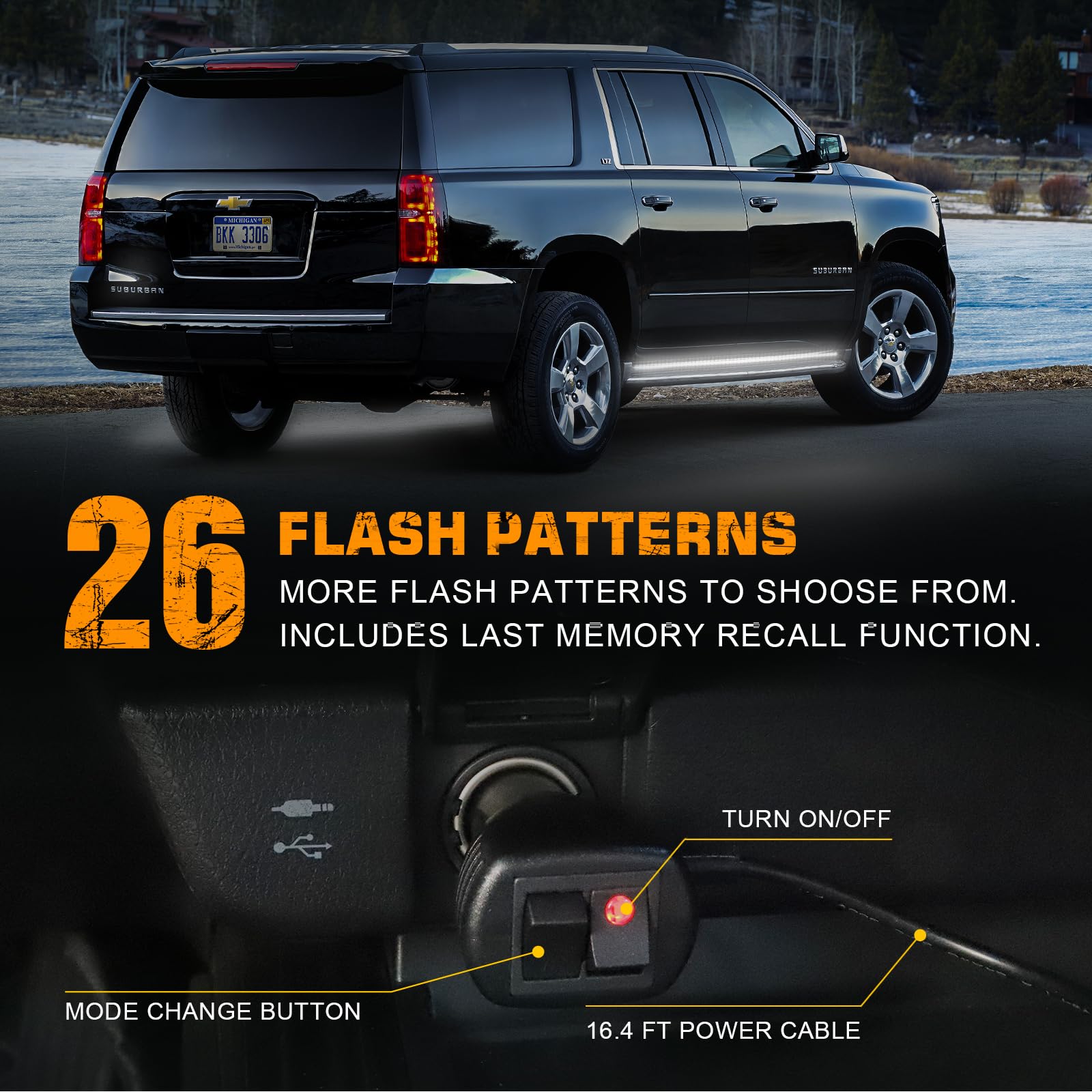 Xridonsen 2Pcs 70 Inch Emergency Truck White Strobe Lights Strip 864 Led Running Board Lights Bar Flashing Warning Hazard Safety