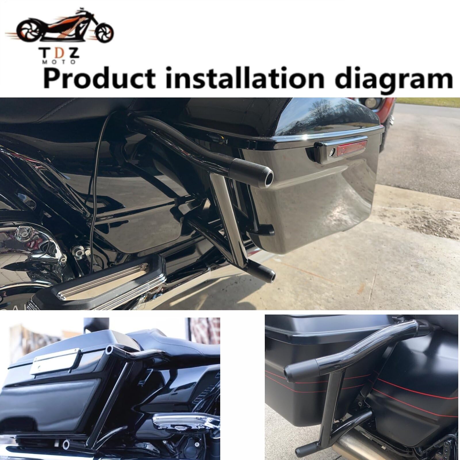 TDZ 1-1/4 Saddle Bag Guards for 2009-2025 Harley Touring Street Glide Road Glide Road King Electra/Ultra,?Optional Multi-Color
