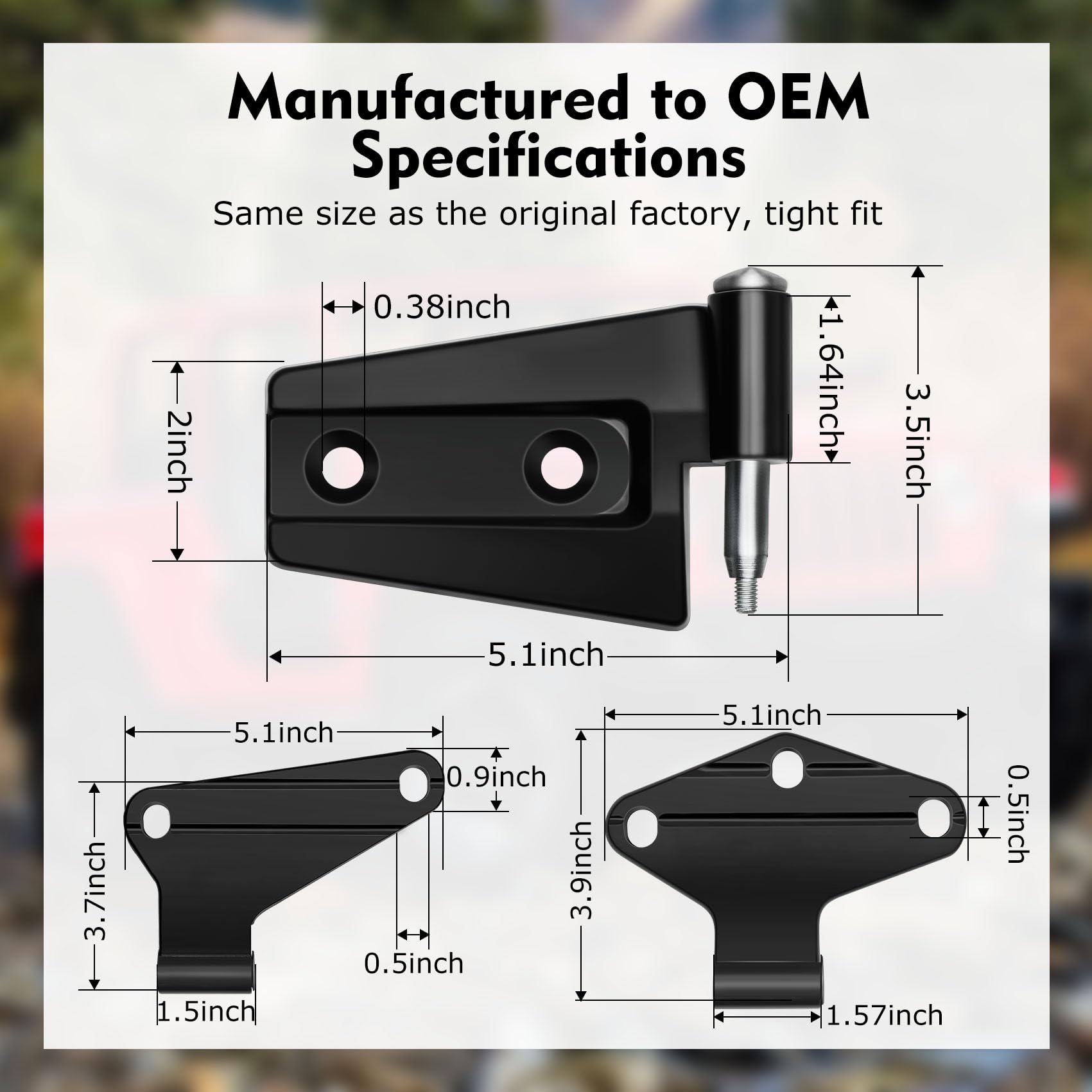 Jeep Wrangler JK 2 Door Hinge Assembly Kits Compatible with 2007-2018 Jeep Wrangler JK JKU Rubicon Unlimited Sahara Inside and O
