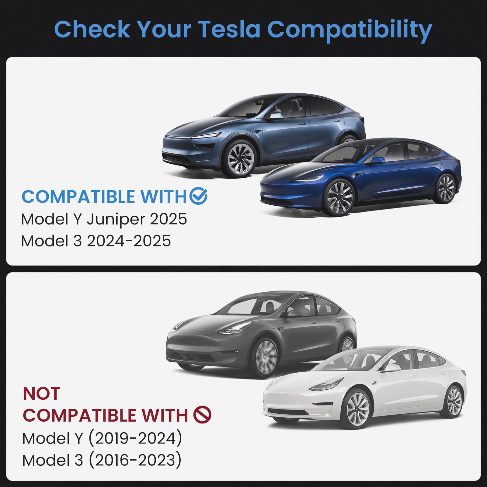 CARENTR Tesla New Model Y Juniper & Model 3 Center Console Organizer (Dual-Layer Storage, Smooth Sliding) - Compatible with Mode