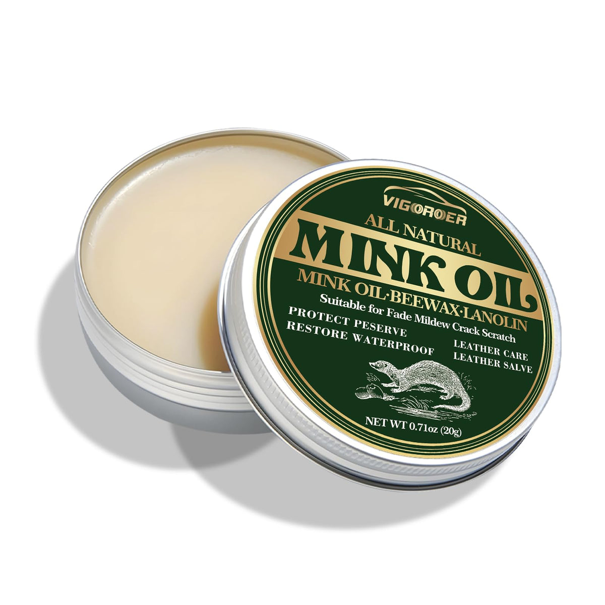 Vigorder Mink Oil for Leather Boots, Leather Conditioner for Boots, Made with Mink Oil Beeswax, Protect, Soften and Waterproof F