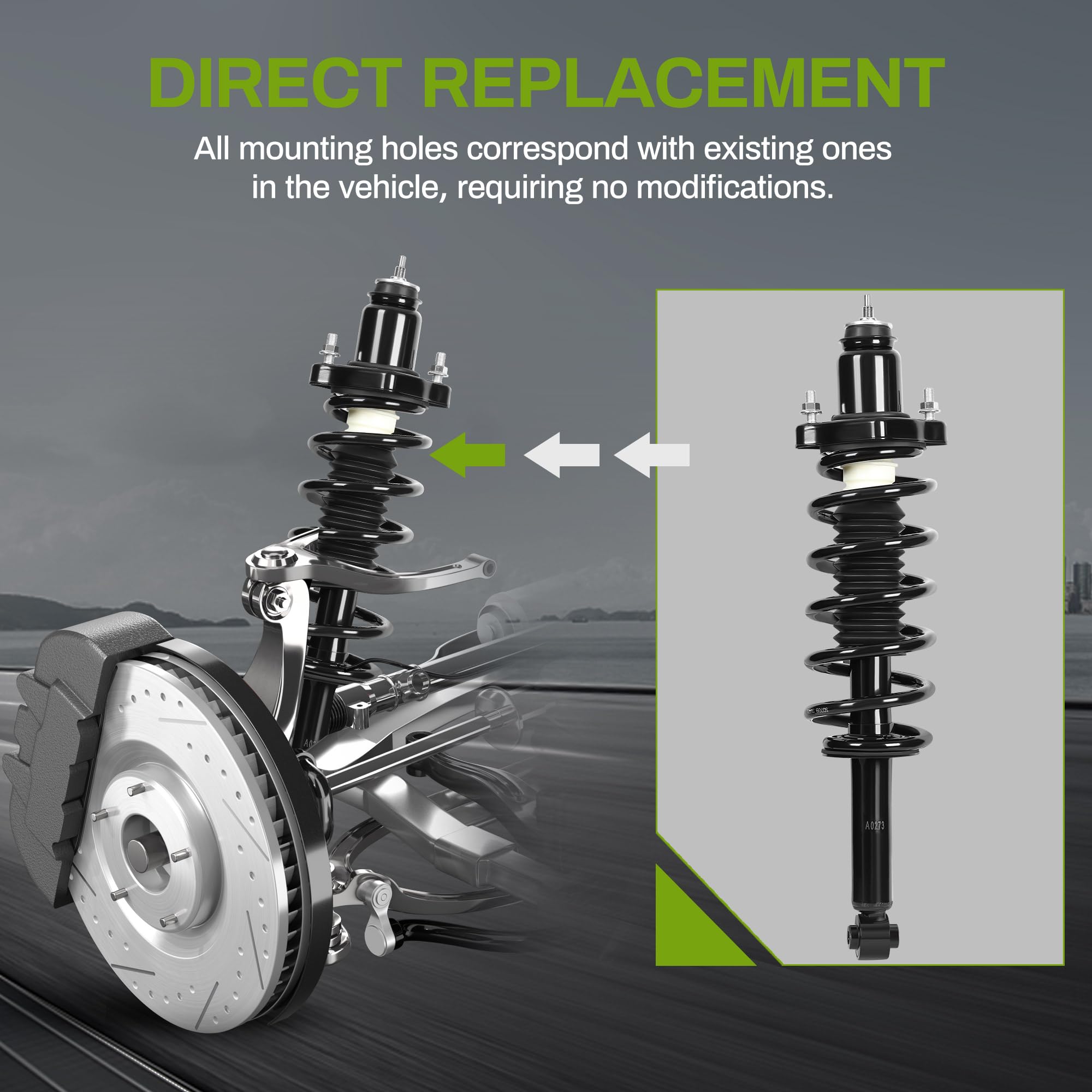 Autosaver88 Rear Complete Struts Shocks Assembly Compatible With 2011-14 Chrysler 200, Compatible, 2007-2010 Chrysler Sebring Se