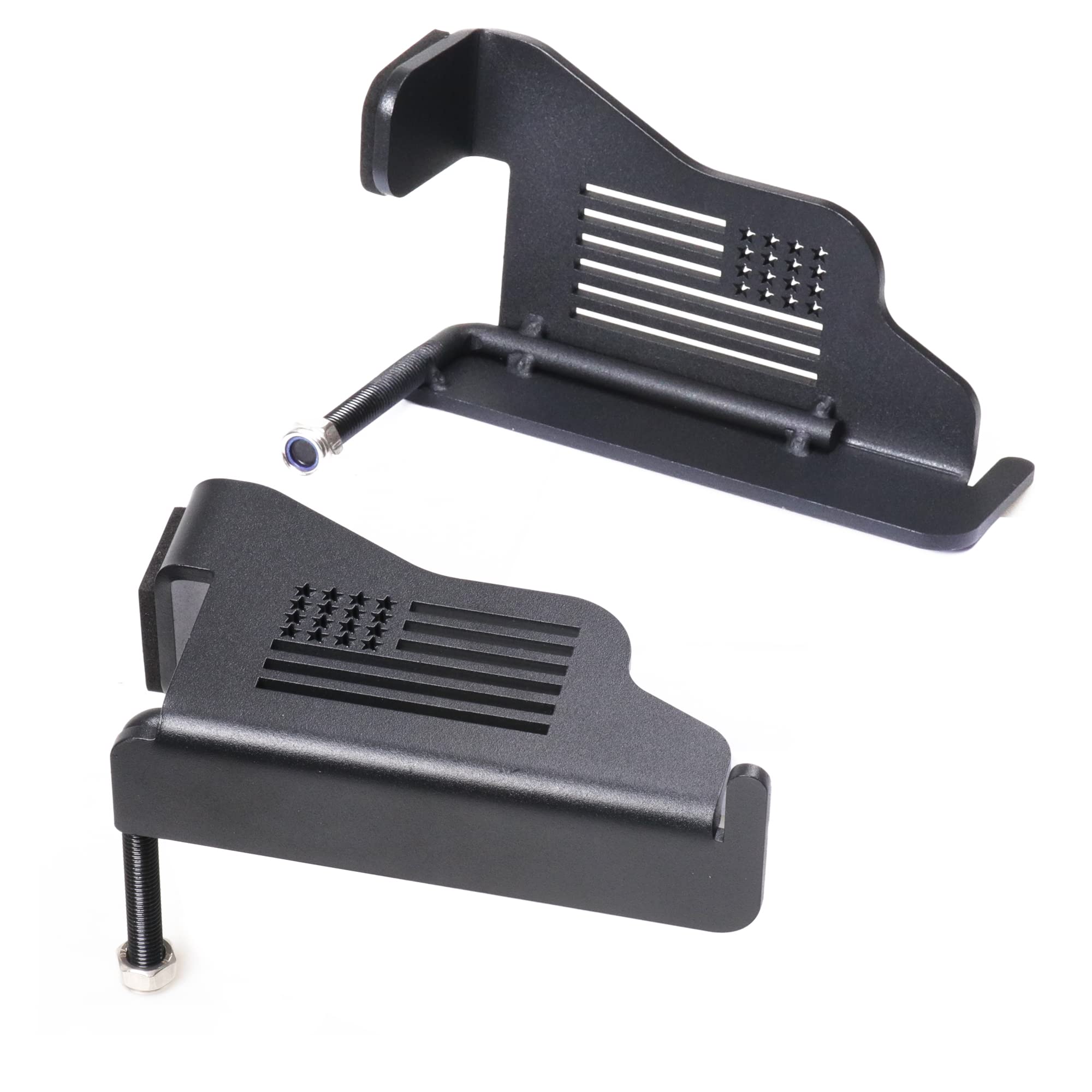 Sukemichi Black Steel Front Foot Pegs For 1997-2006 Jeep Tj Wrangler Exterior Door Hinge Foot Peg Rest Pedals - 1 Pair Usa Flag
