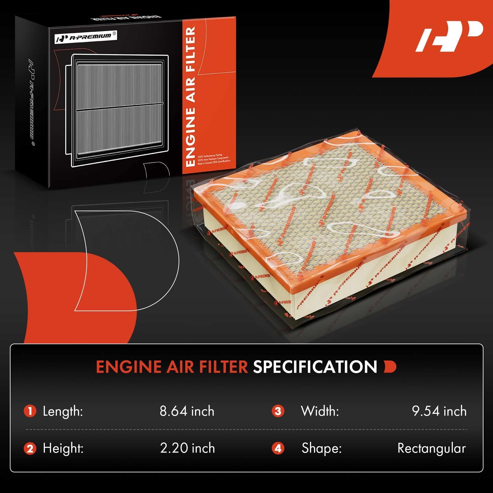 A-Premium Engine Air Filter Compatible With Toyota, Dodge, Jeep & Lexus Models - Camry, Highlander, Avalon, Sienna, Durango, Gra