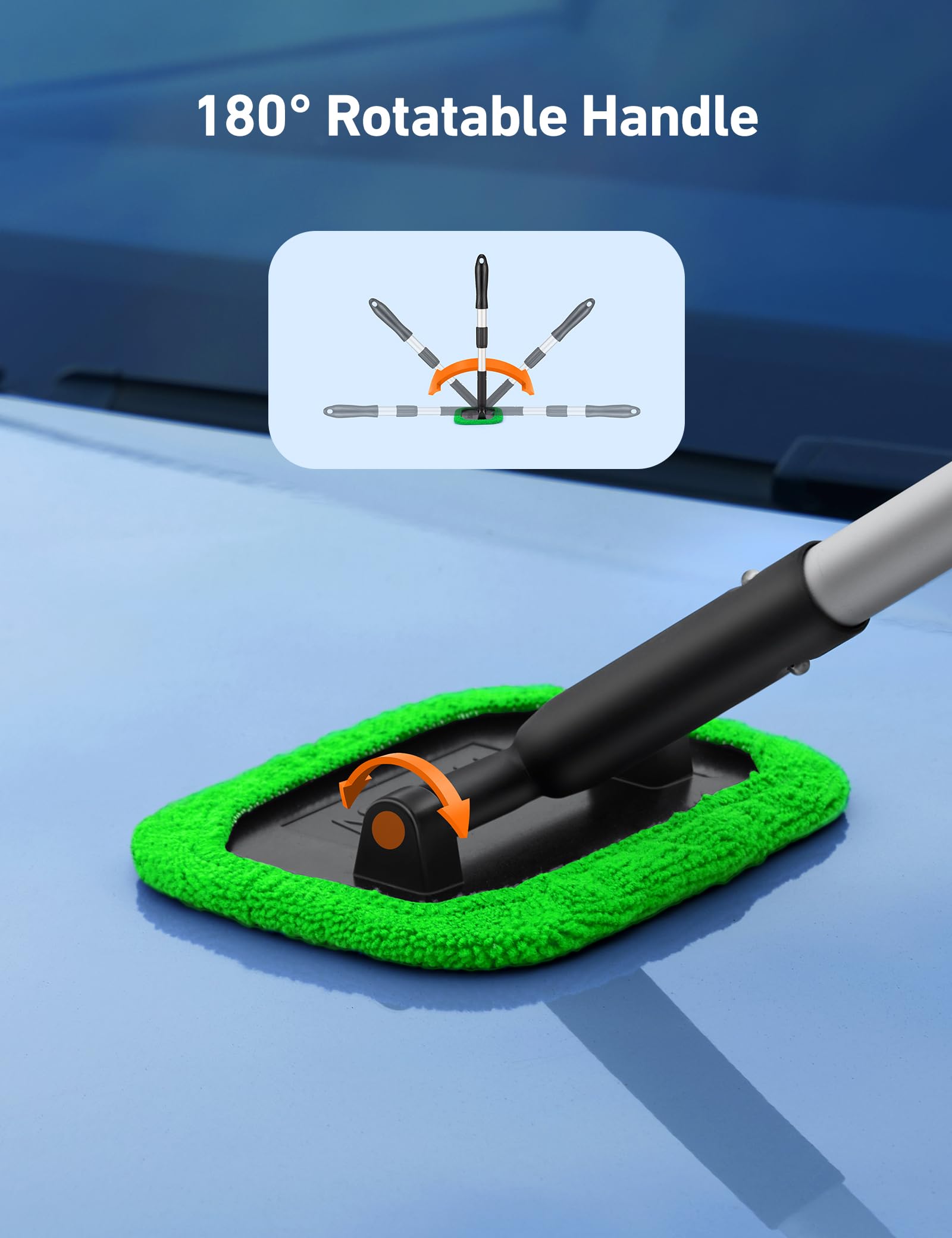 Astroai Windshield Cleaner, Microfiber Car Window Cleaner With 4 Reusable And Washable Microfiber Pads And Extendable Handle Aut