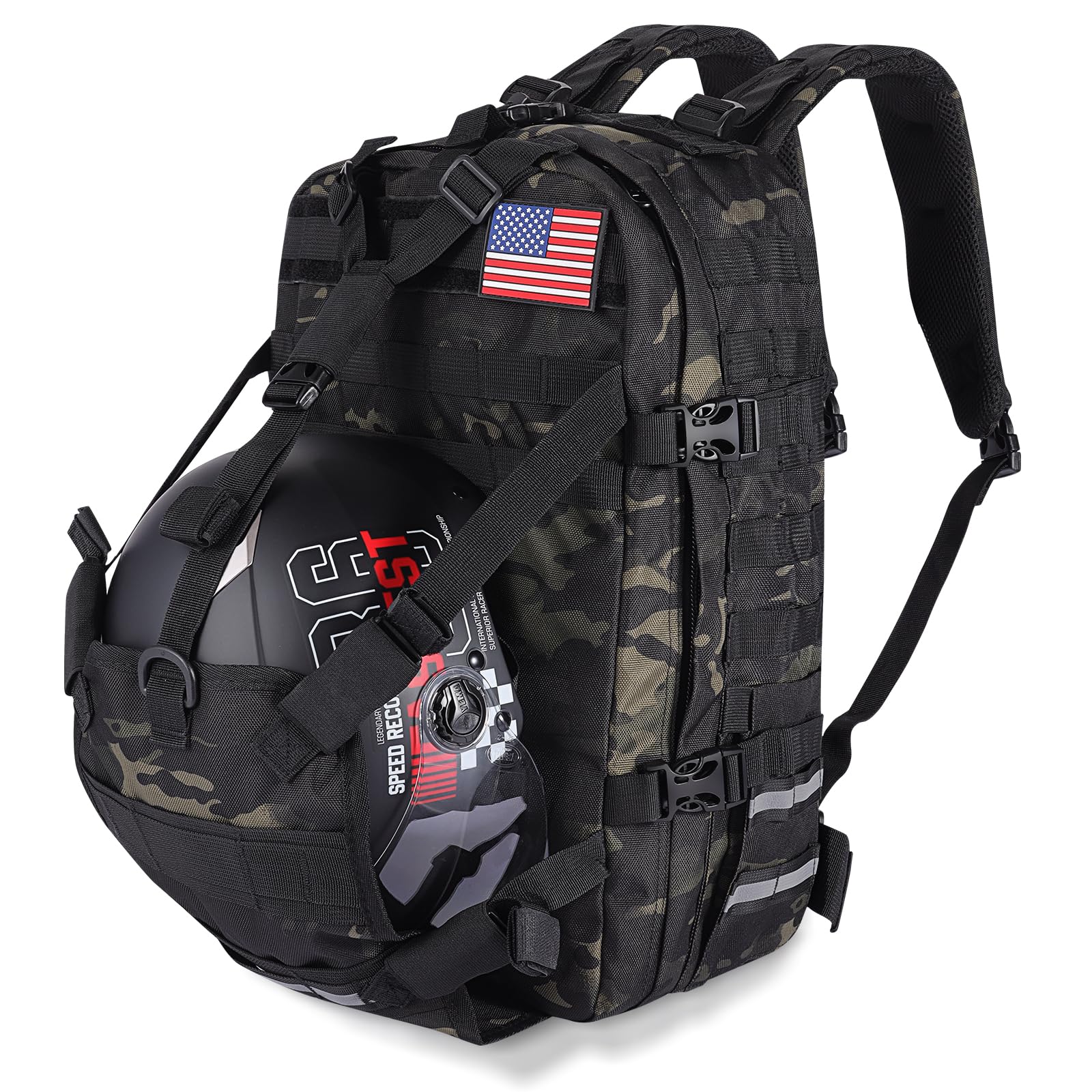 Hutigertech Helmet Backpack For Motorcycle Riders Waterproof Stand, Large Capacity Backpack With Helmet Holder, Helmet Bag Storage Hiking Cycling Motorcycle Backpacks For Men