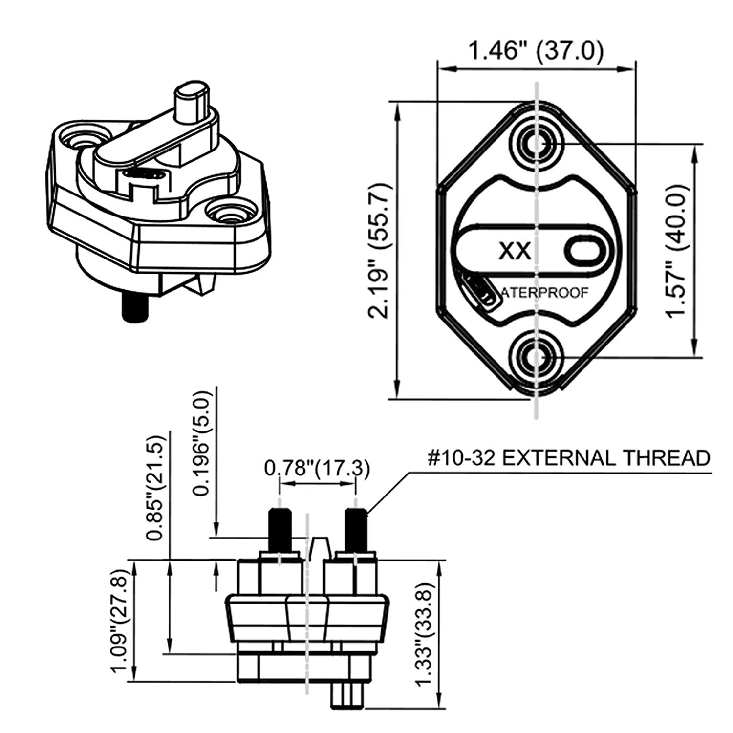 T Tocas 20 Amp Trolling Motor Marine Circuit Breaker 12V - 48V Dc Switchable For Boat Marine Car Audio Battery Solar System Ip67