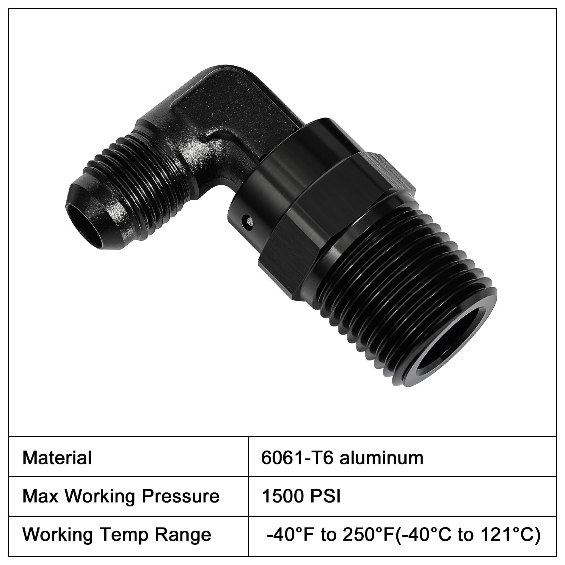 Evil Energy 6An Male Flare To 1/2 '' Npt 90 Degree Swivel Fitting Adapter Aluminum Black