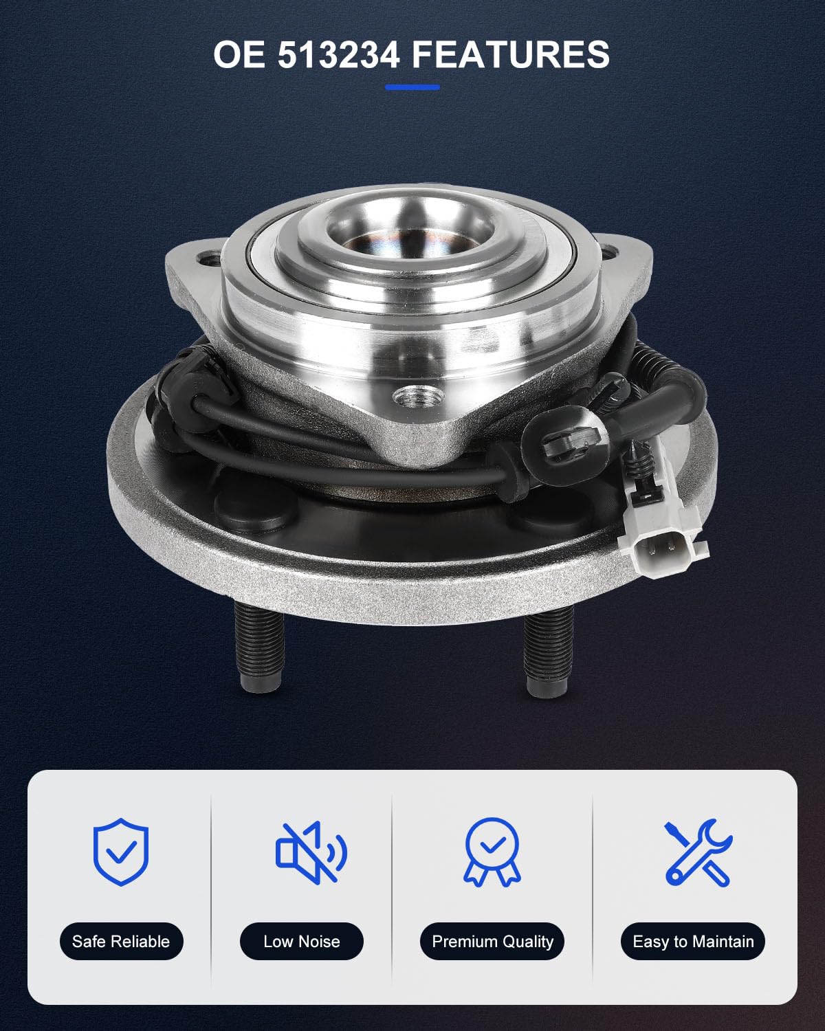 ECCPP Replacement For Pair of 2 New Complete Front Wheel Hub Bearing Assembly 5 Lugs w/ABS fit For Jeep Grand For Cherokee Comma