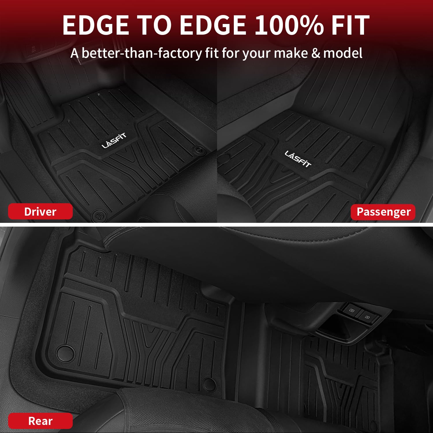 Lasfit Floor Mats And Trunk Mat For Honda Accord Sedan 2018-2022 (Include Hybrid Models), All Weather Tpe Custom Fit Floor Liner