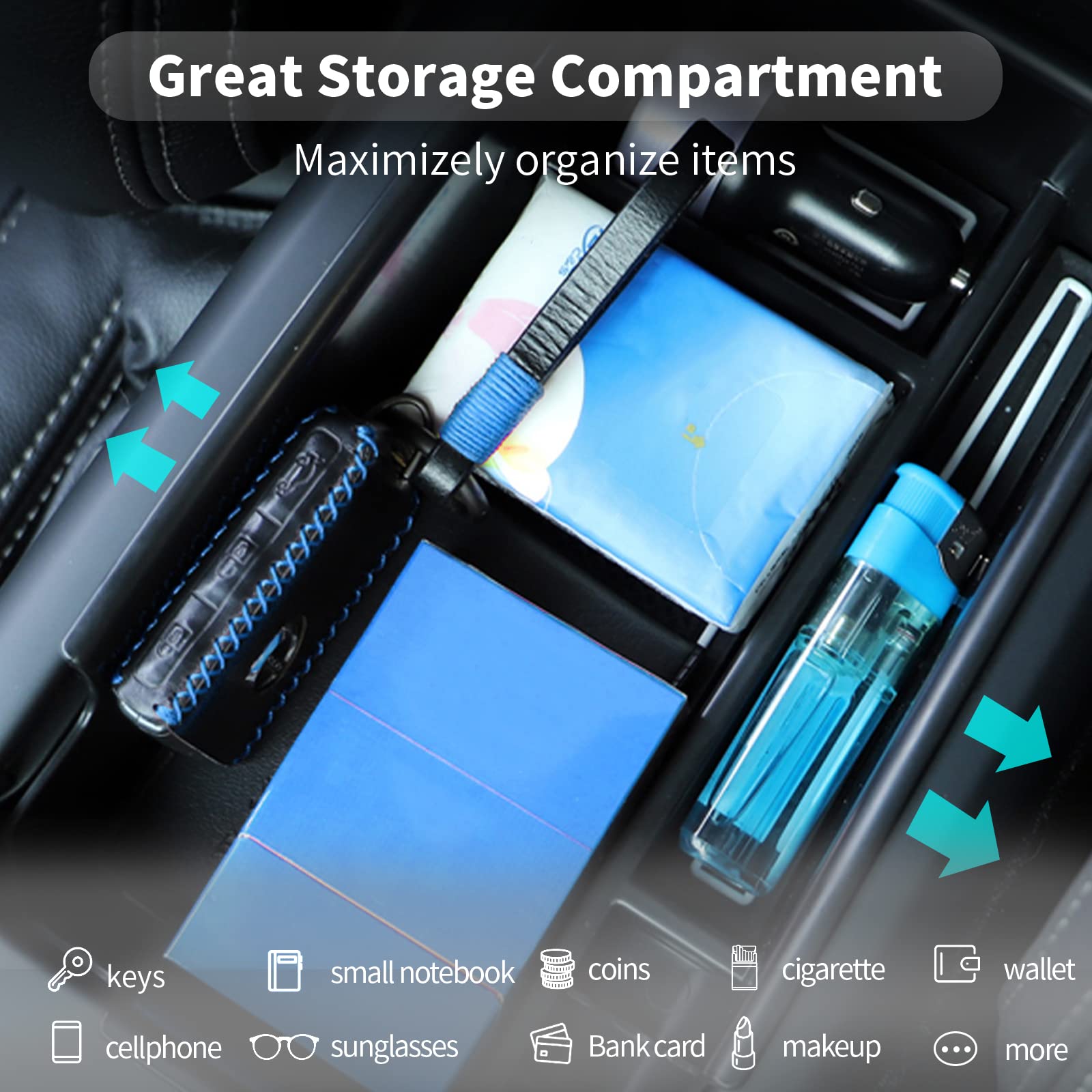 Cdefg Center Console Organizer Tray For 2019 2020 2021 2022 2023 2024 2025 Volvo Xc40 Accessories Abs Black Material Armrest Insert Secondary Storage Box