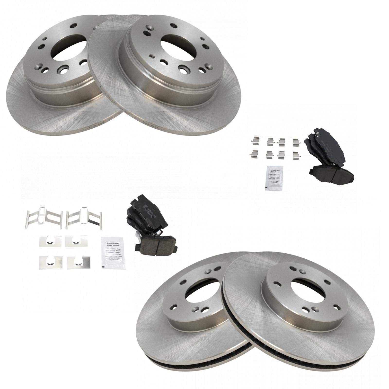 Trq Front And Rear Brake Pad & Rotor Kit Brake Pads Brake Rotor Ceramic Compatible With 2003-2011 Honda Element