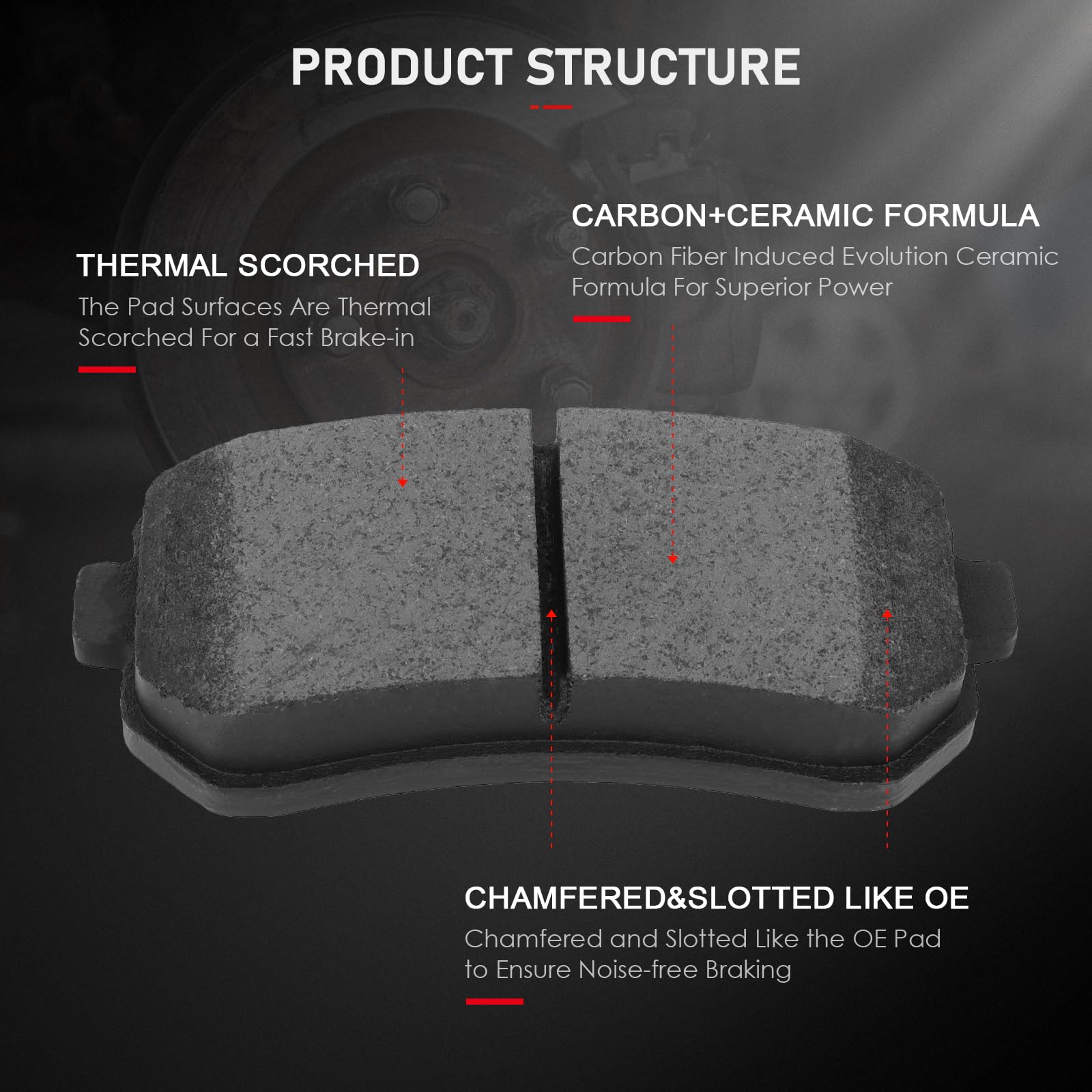 Cciyu D1157 Rear Ceramic Brake Pads Kits 4Pcs Fit For Hyundai Accent,Elantra,Ix35,Sonata,Tucson,For Kia Cadenza,Forte,Forte Koup