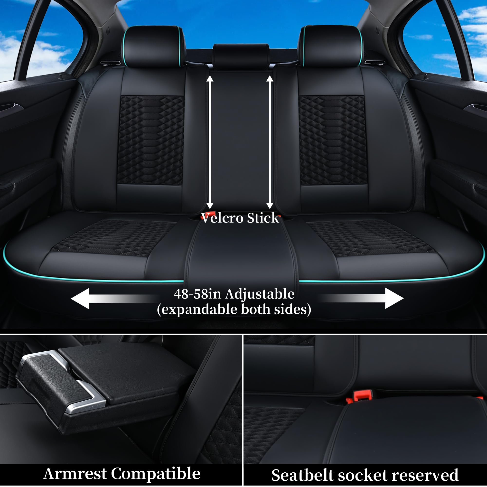 Coverado Car Seat Covers Full Set, 5 Seats Universal Seat Covers For Cars, Breathable Fabric Faux Leather Auto Seat Cushions, Fr