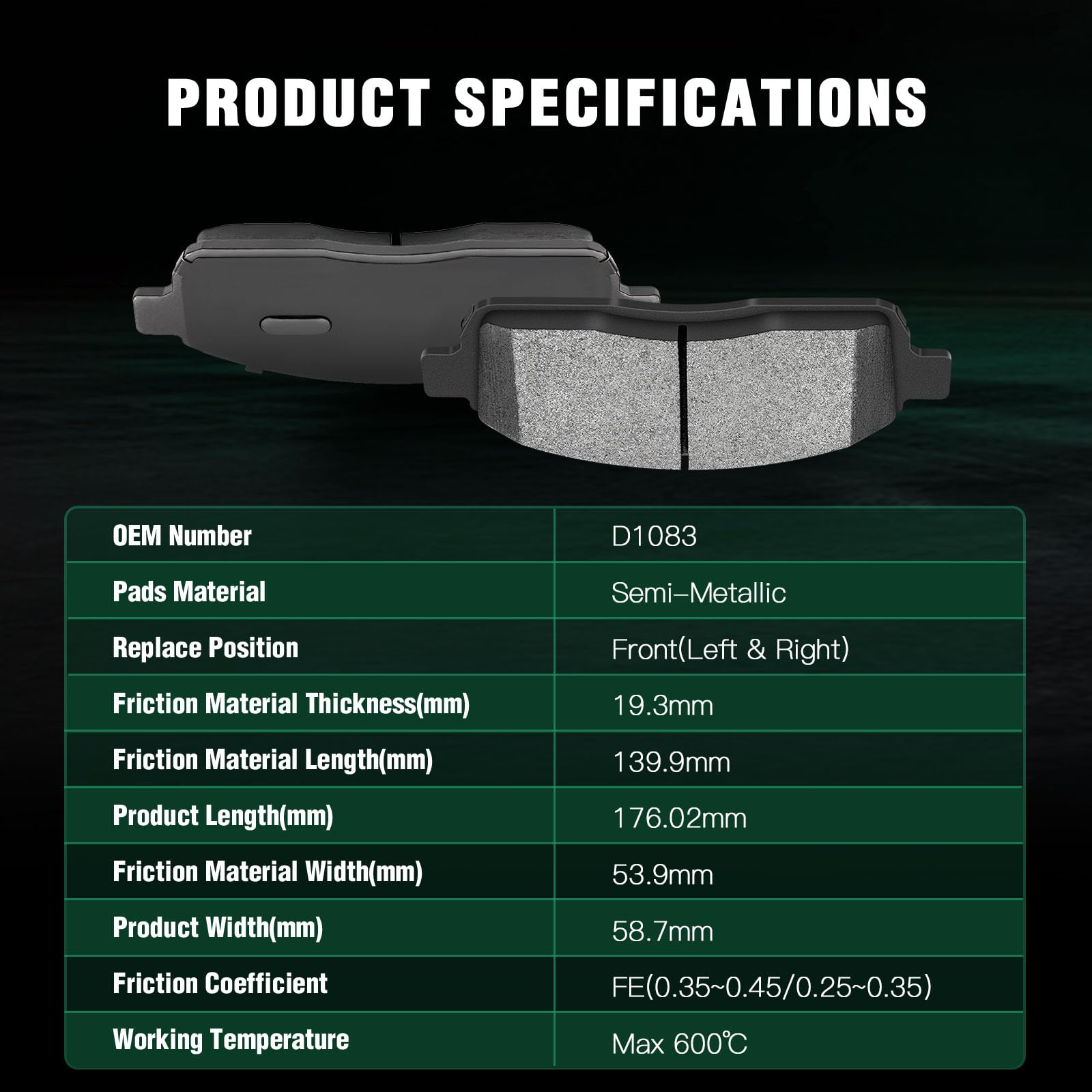 Automuto 8Pcs Front & Rear Disc Brake Pads Set D1012 D1083 For Ford For F-150 2004-2009,For Lincoln Mark Lt 2006-2008