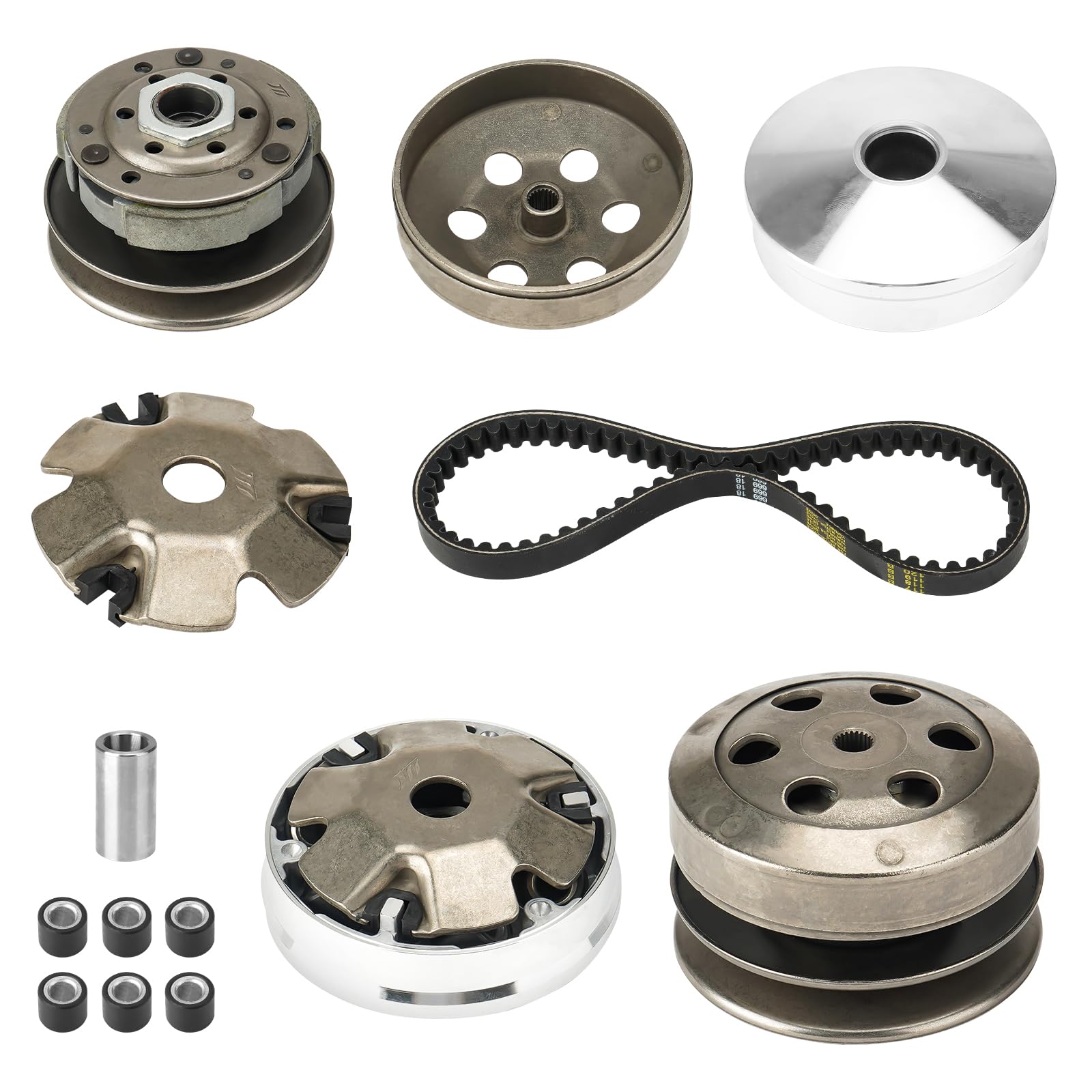 Fit For Gy6 50Cc Clutch Assembly Kit, Racing Scooter Variator For Gy6 50Cc 4-Stroke 139Qmb Engine Scooter Atv, Including Front Clutch Variator And Centrifugal Clutch Pad Assembly With 669 Belt