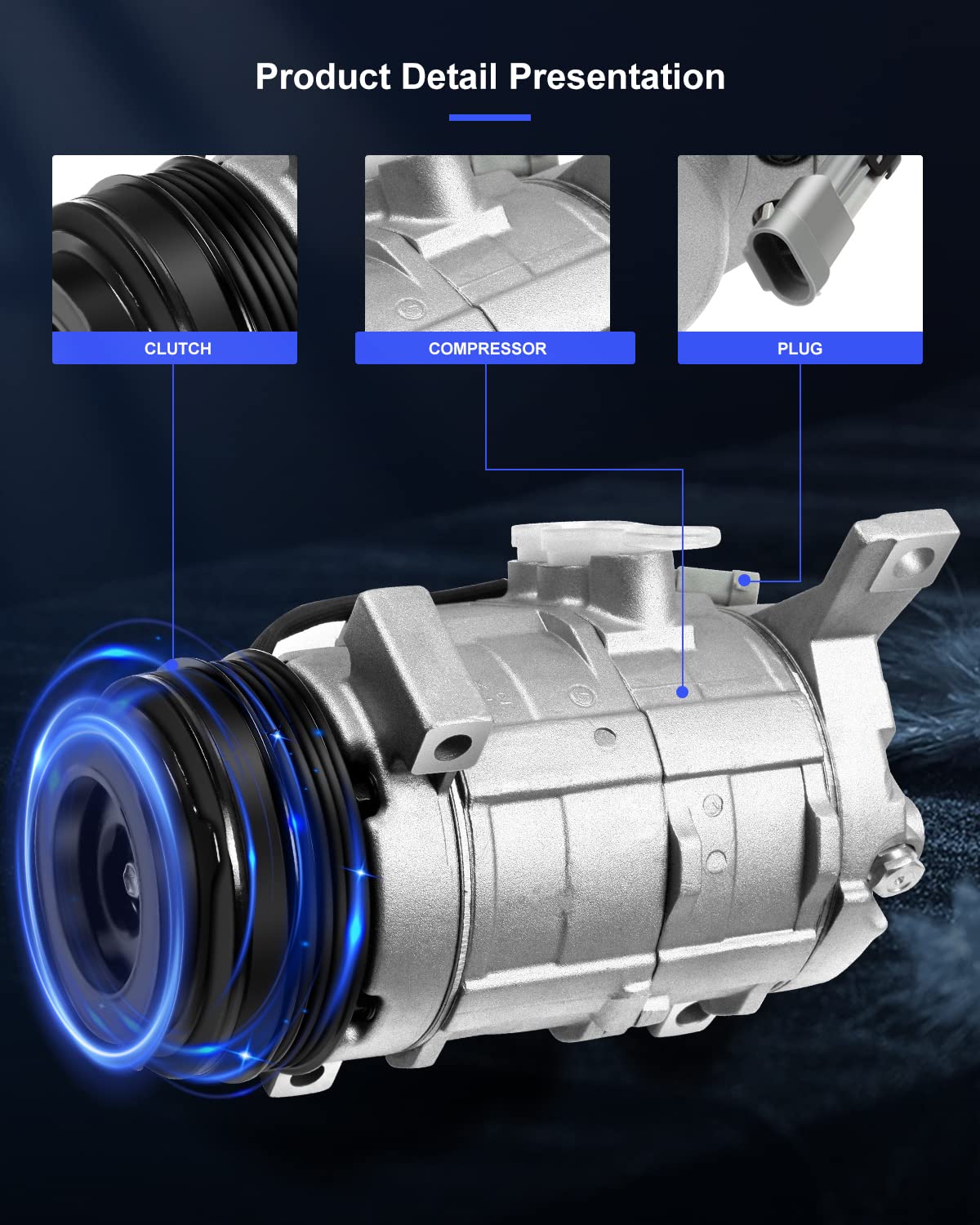 Eccpp Ac Compressor 2006-2016 Fit For Chevrolet Express 2500 3500 4500 6.0L 2010-2011 Fit For Gmc Sierra 1500 2500 3500 5.3L Air