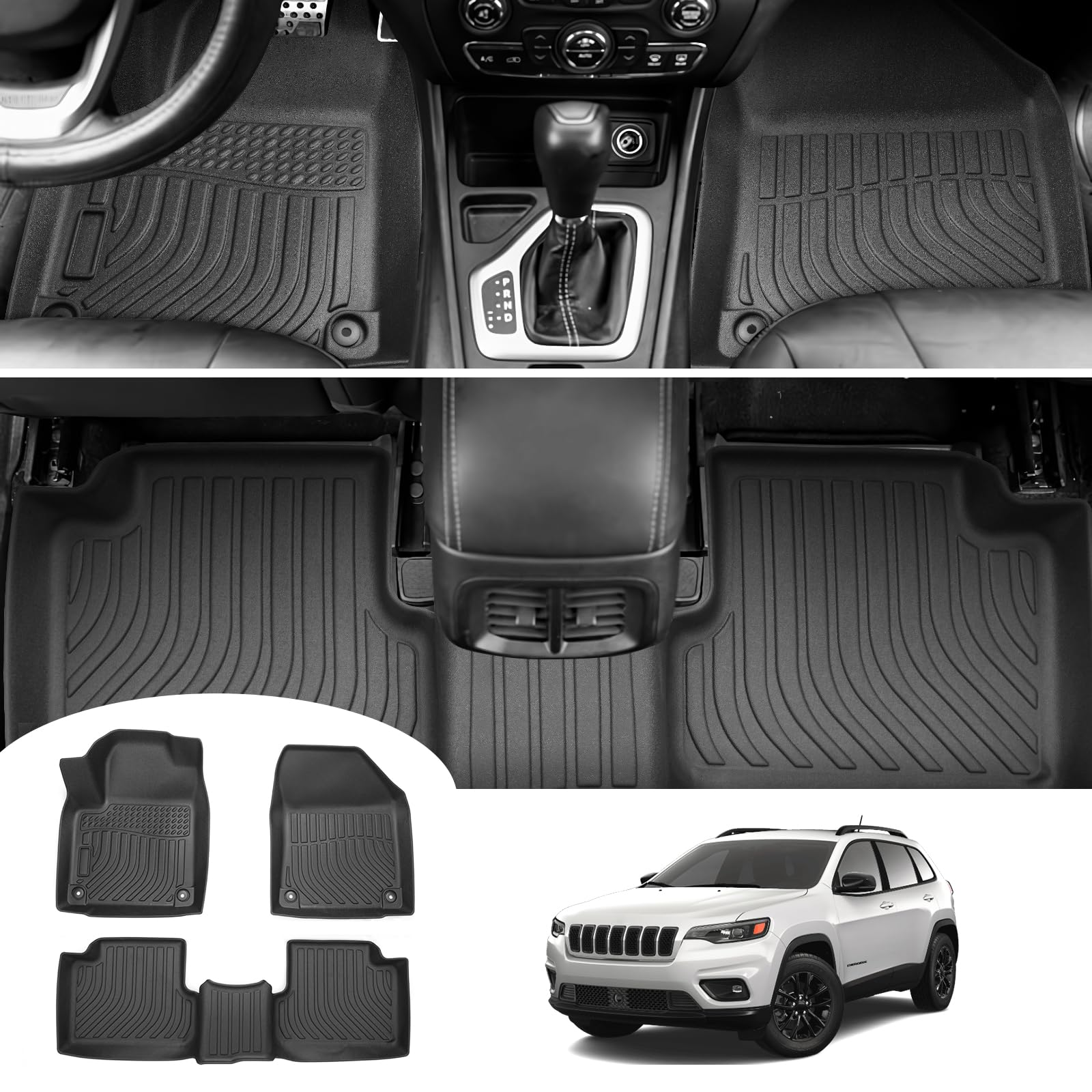 Cartist Floor Mats Compatible with Jeep Cherokee 2016-2023 (Not for Grand Cherokee) Accessories All Weather Floor Mat Heavy Duty