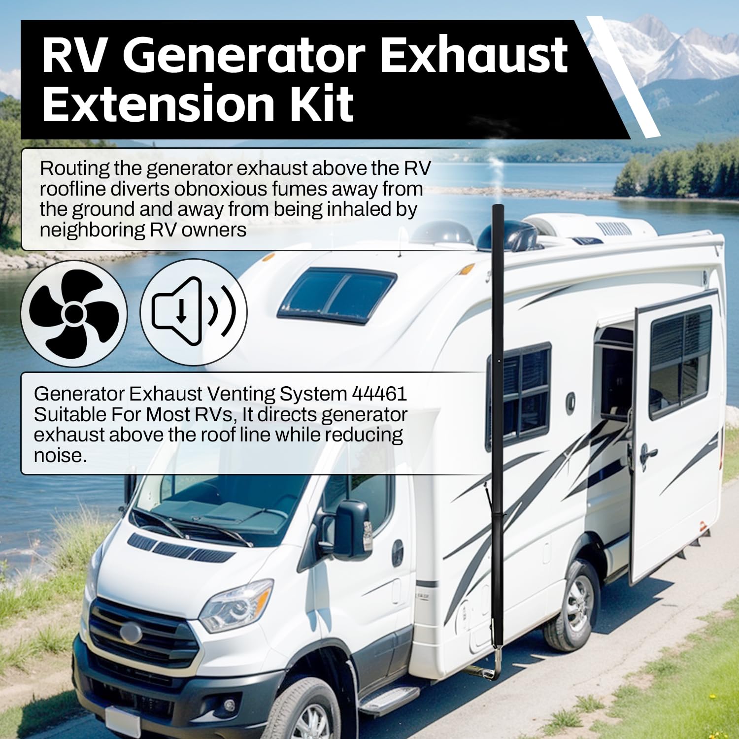 BSTGEKELY 44461 RV Generator Exhaust Extension Kit, RV Generator Exhaust Venting System 44461 for Most RV Exhaust Systems