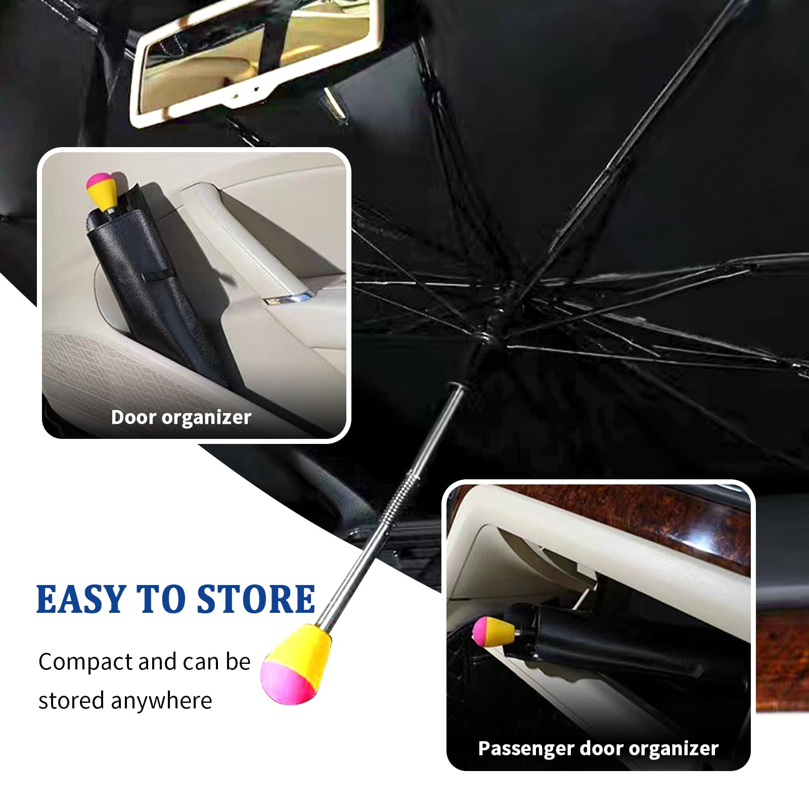 [2025 Upgrade Bend] Car Windshield Sun Shades Umbrella,Foldable Cars Sun Shade with Nanoscale Heat Insulation,55''x30'' Suns Sha