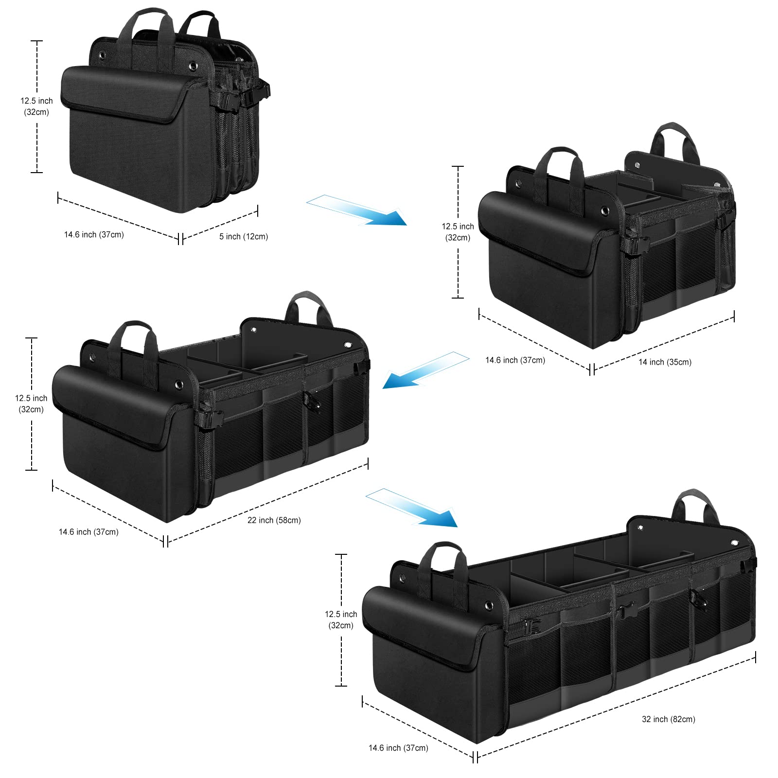Haokay Collapsible Trunk Organizer With Insulated Leakproof Cooler Bag,Removable Lid,Adjustable Securing Straps,3 Compartments 5