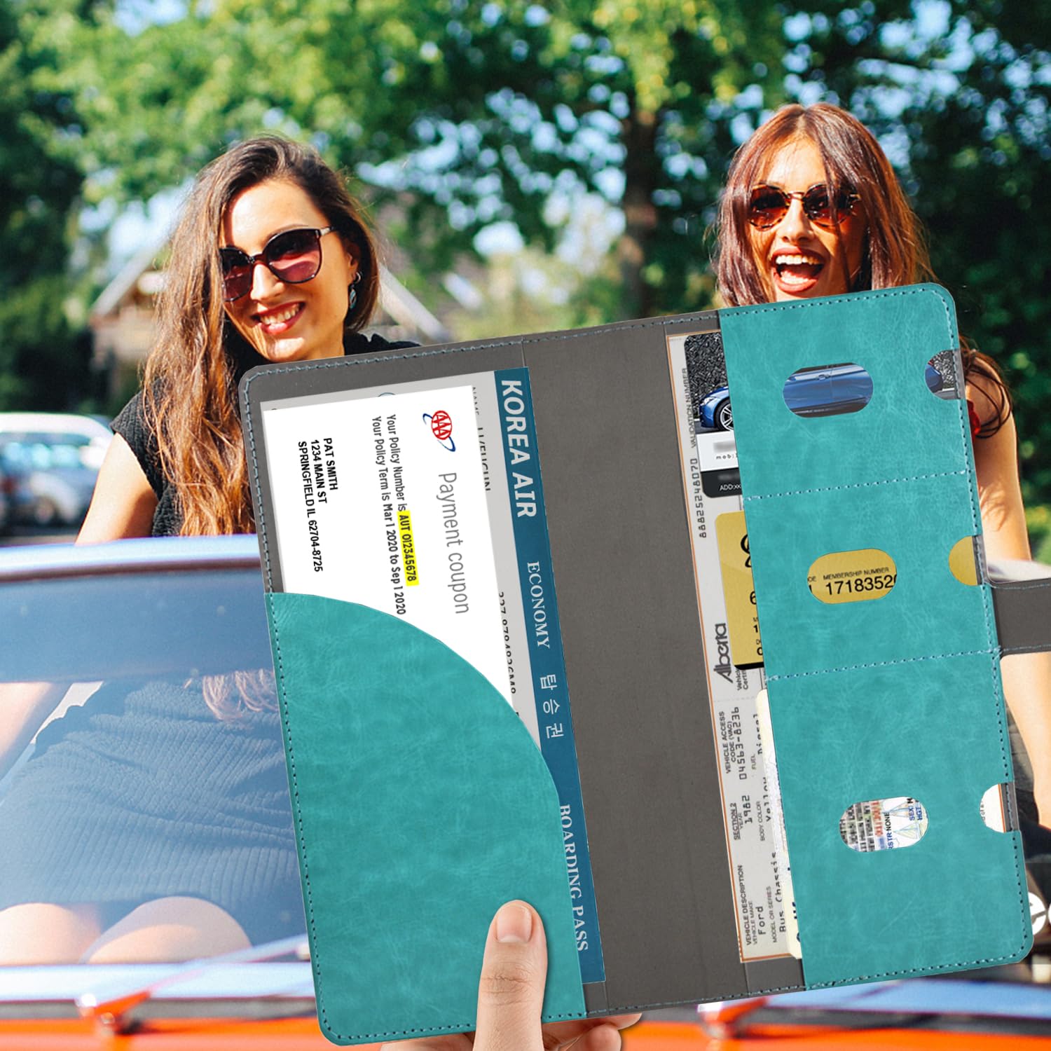 Dmluna Car Registration And Insurance Holder, Pu Leather Vehicle Card Document Glove Box Organizer, Auto Truck Compartment Acces