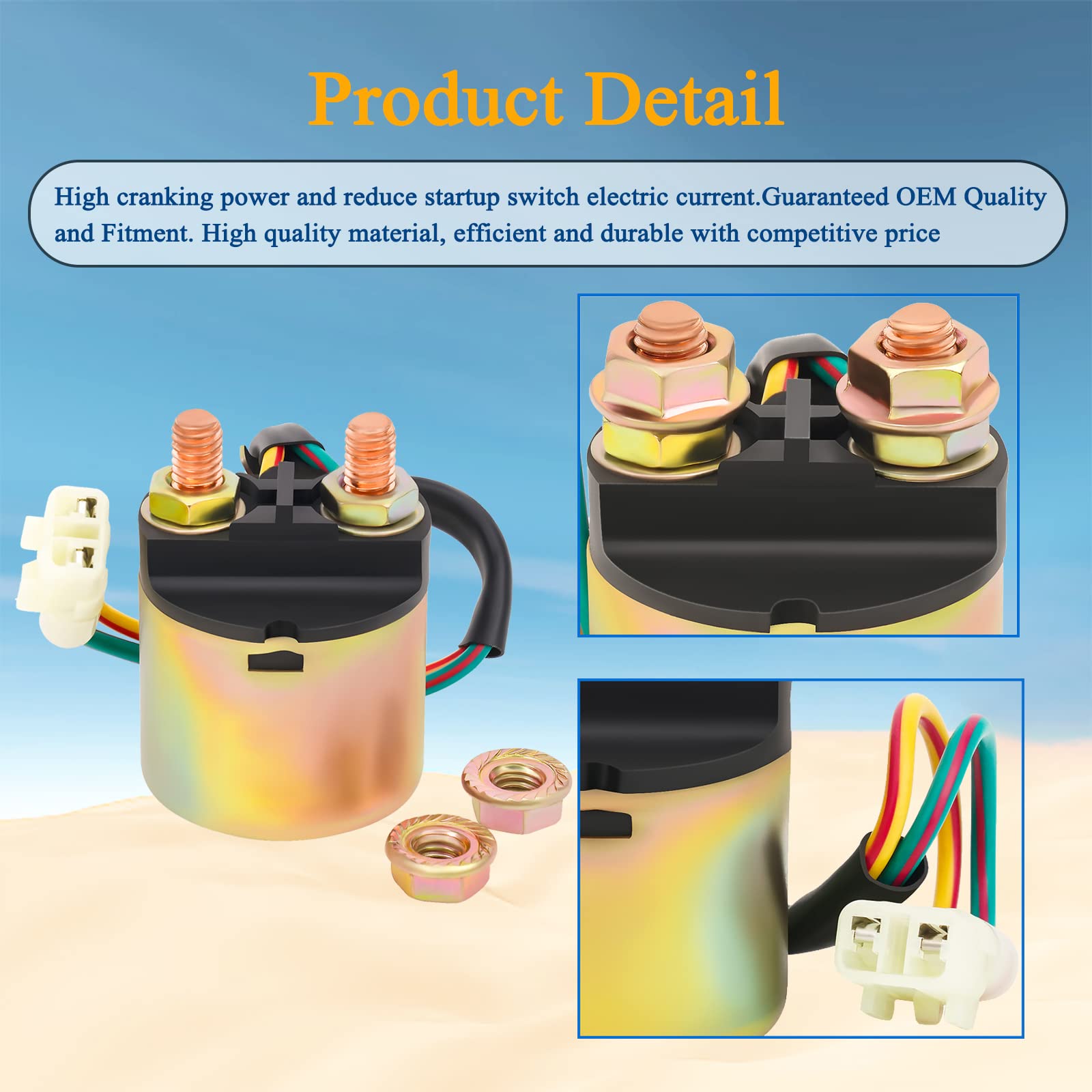 AHL Starter Solenoid Relay for Honda TRX400 Fourtrax Foreman 1995-2003 ATV - Black, Durable, High-Performance Replacement Part