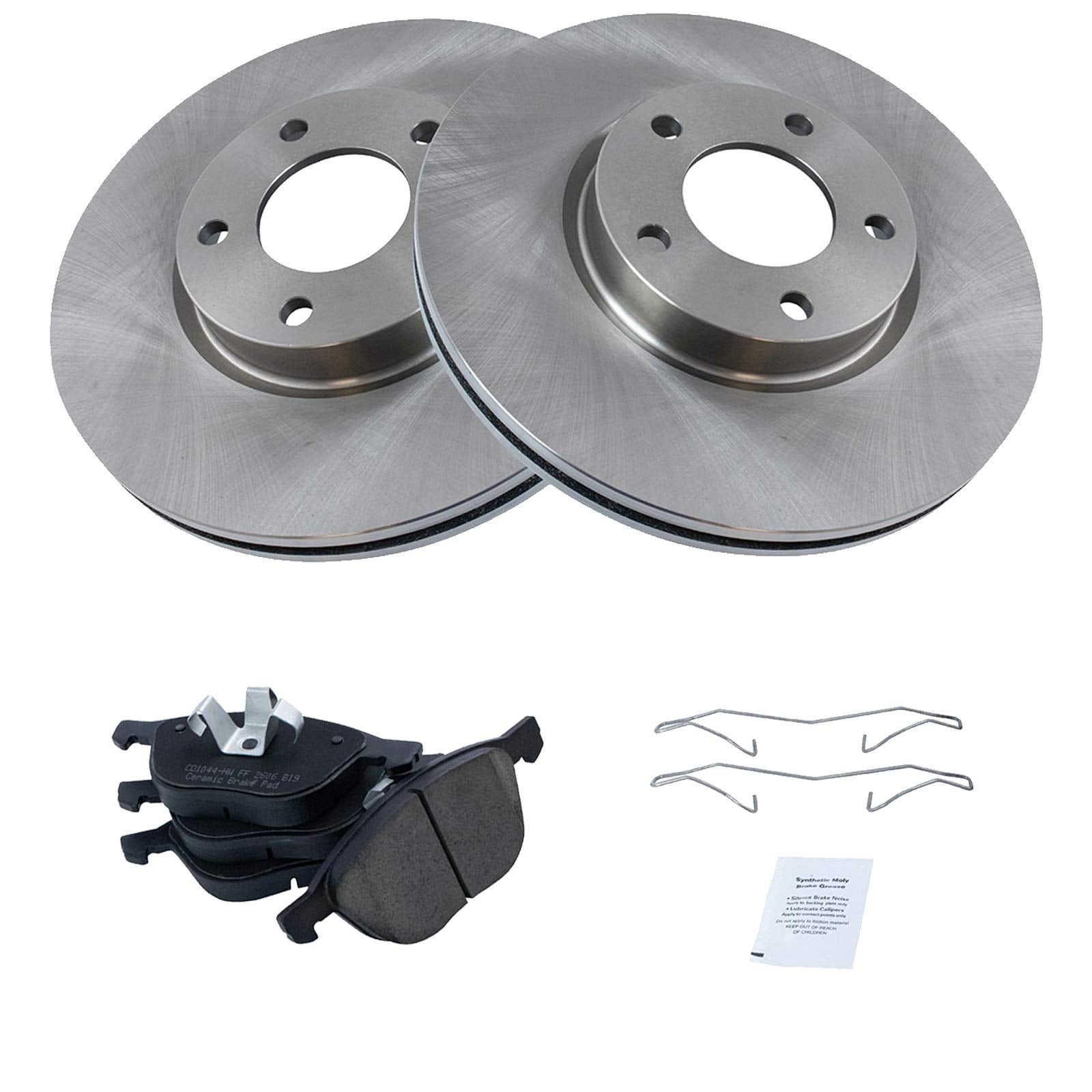 Trq Front Brake Pad & Rotor Kit Brake Pads Brake Rotor Ceramic Compatible With 2004-2013 Mazda 3 2006-2015 5