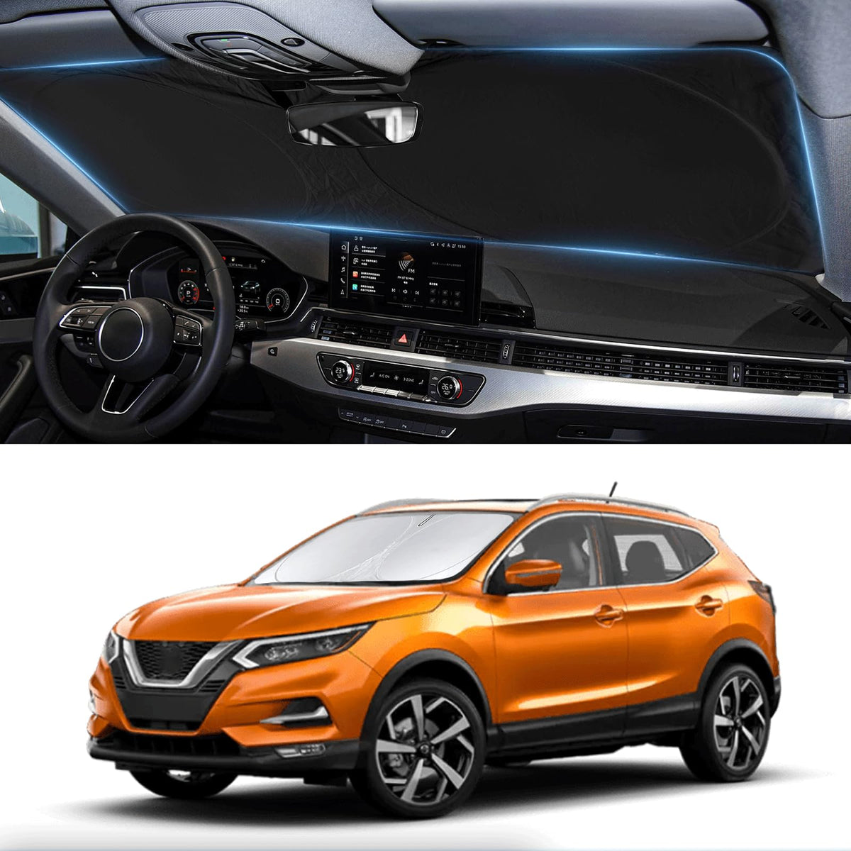 Custom Fit Rogue Sport Windshield Sunshade For 2017-2024 Nissan Rogue Sport Accessories (Not For Rogue) Front Window Car Sun Sha