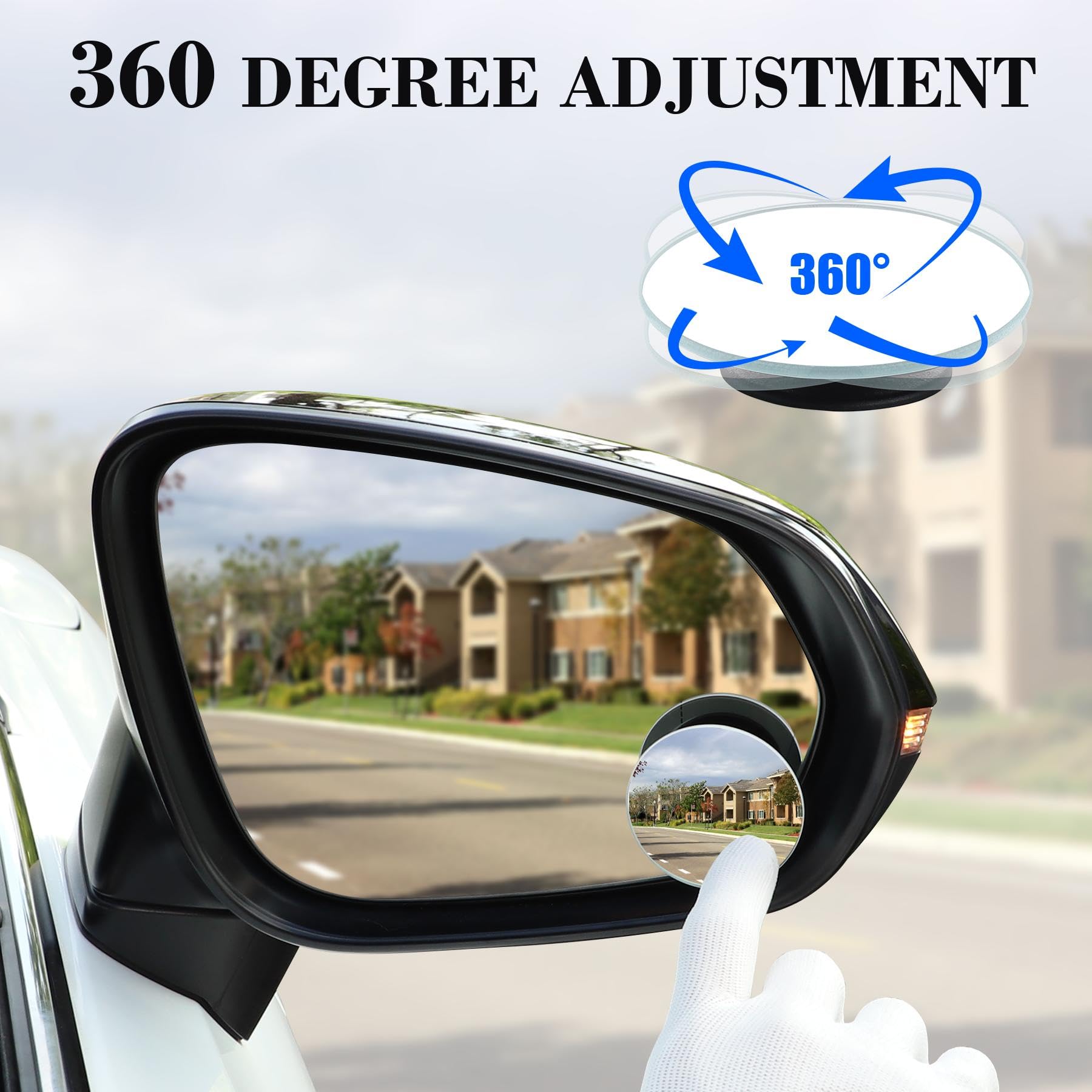 Livtee Blind Spot Mirror, 2'' Round Hd Glass Frameless Convex Rear View Mirrors Exterior Accessories With Wide Angle Adjustable