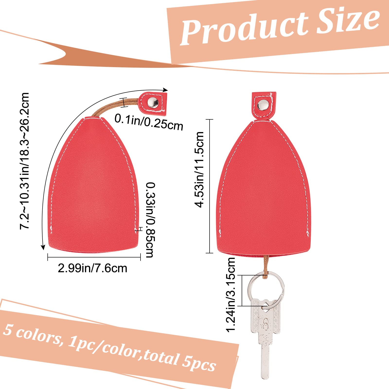 Craspire Car Key Case 5Pcs 5 Colors Creative Pull-Out Large-Capacity Car Key Case Pu Leather Protective Case，Car Key Pendant Ornament Key Sleeve For Car Key Keychain Bag Decor