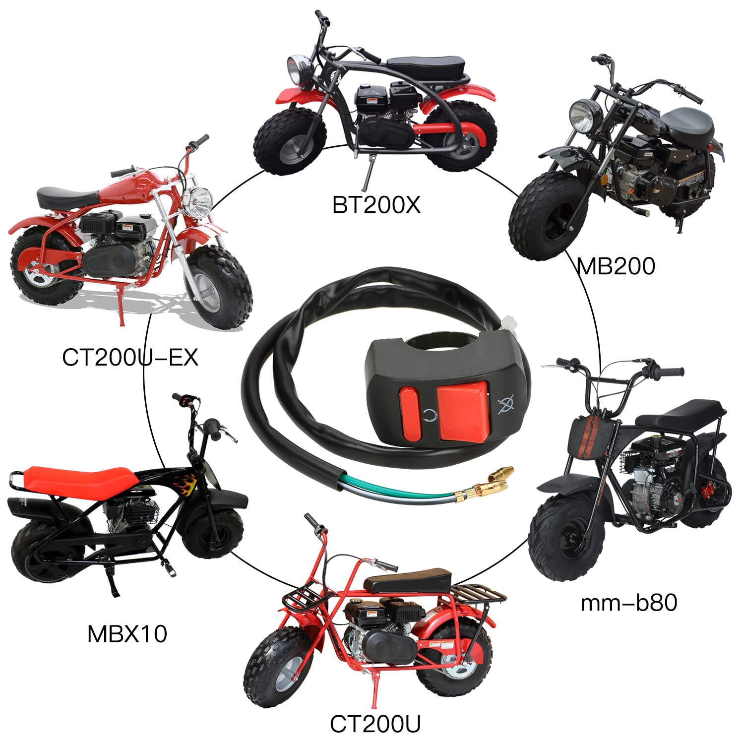 Yoxufa Mini Bike Kill Switch 7/8 On Off Dirt Bike Kill Switch For Predator 212Cc 196Cc 97Cc Coleman Ct100U Ct200U Bt200X Baja Wa