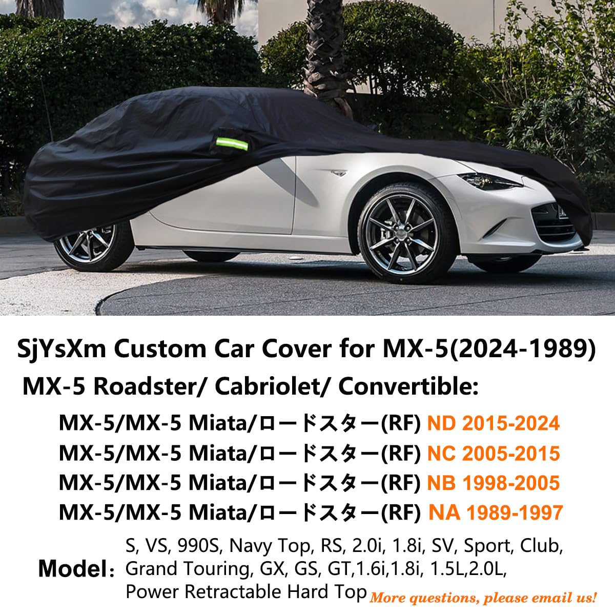 Sjysxm Custom Car Cover Compatible With Mazda Mx-5 Miata 2025-1998, Waterproof All Weather Car Covers For Mx-5 Miata Nd Nc Nb Na