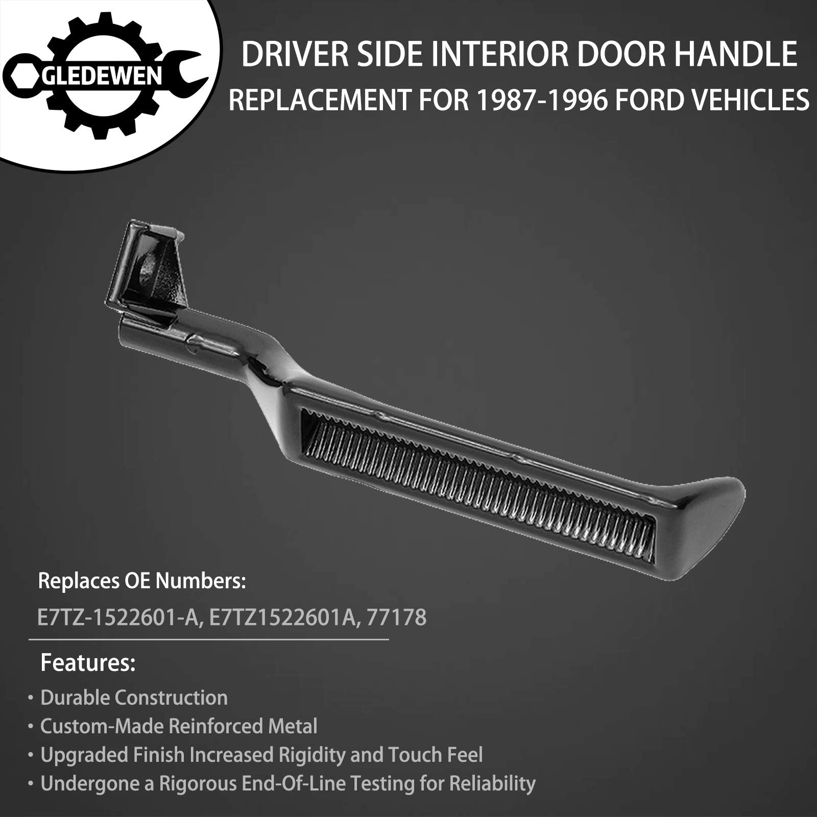 Gledewen Interior Door Handle All Metal Front Rear Left Driver Side | Replacement For 1987-1996 Ford Bronco F150 F250 F350 F53 F