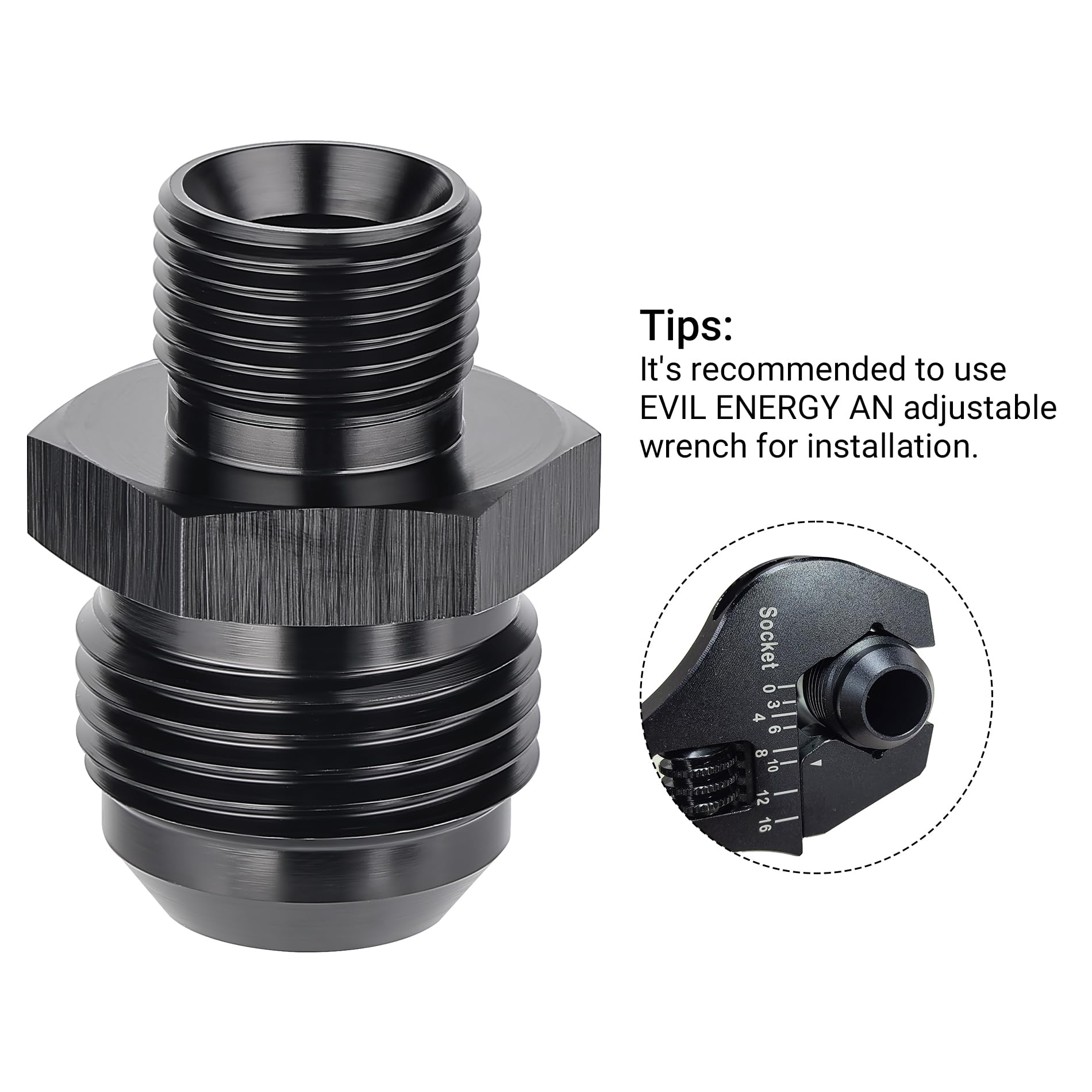 Evil Energy 12An Male Flare To M18 X 1.5Mm Male Metric Fitting Adapter Aluminium Alloy 2Pcs