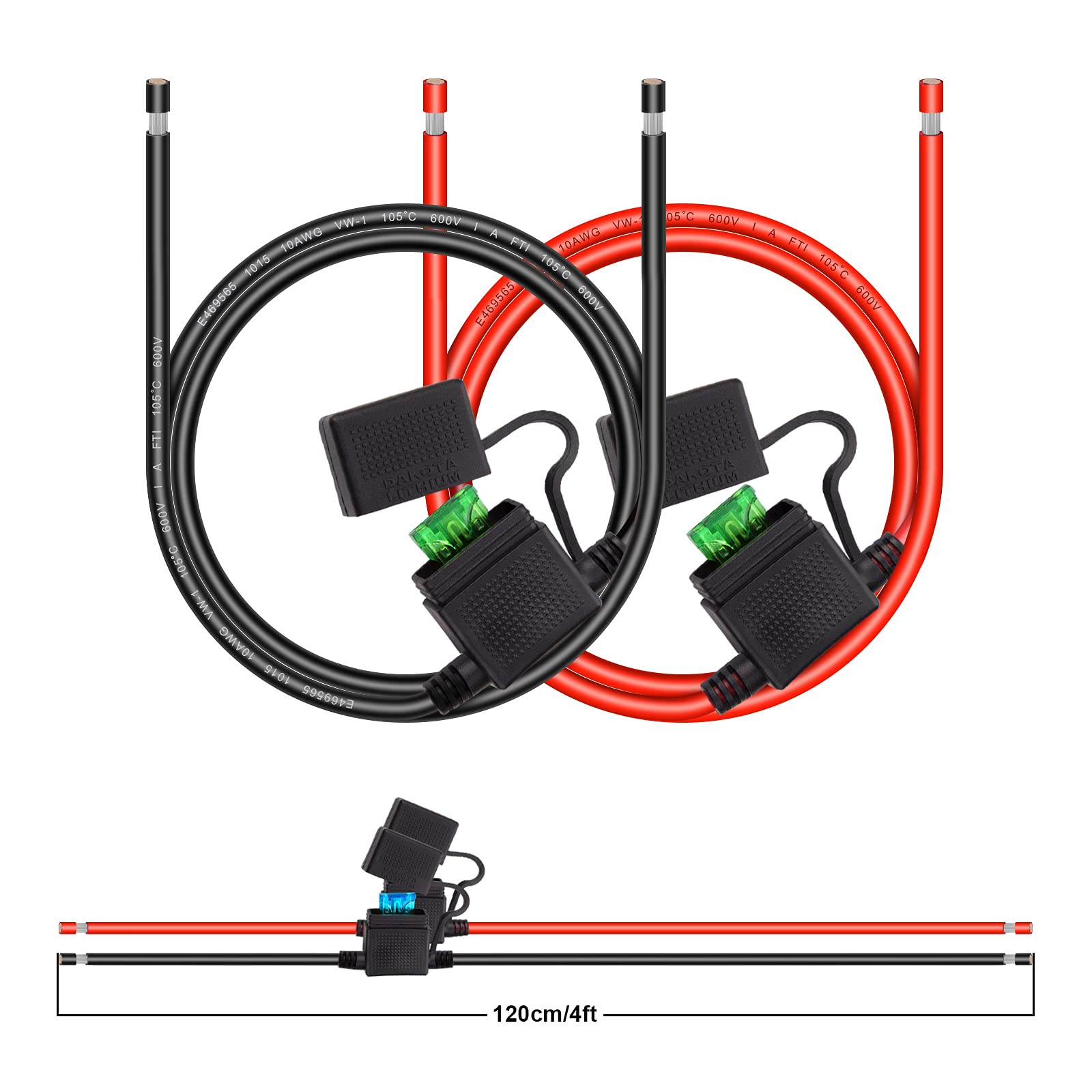 10 Gauge Fuse Holder - 10 Awg Inline Heavy Duty Wire Fuse Holder With 30 Amp Atc/Ato Blade Fuses For Automotive Car Motorcycle Marine Rv 4Ft/1.2M